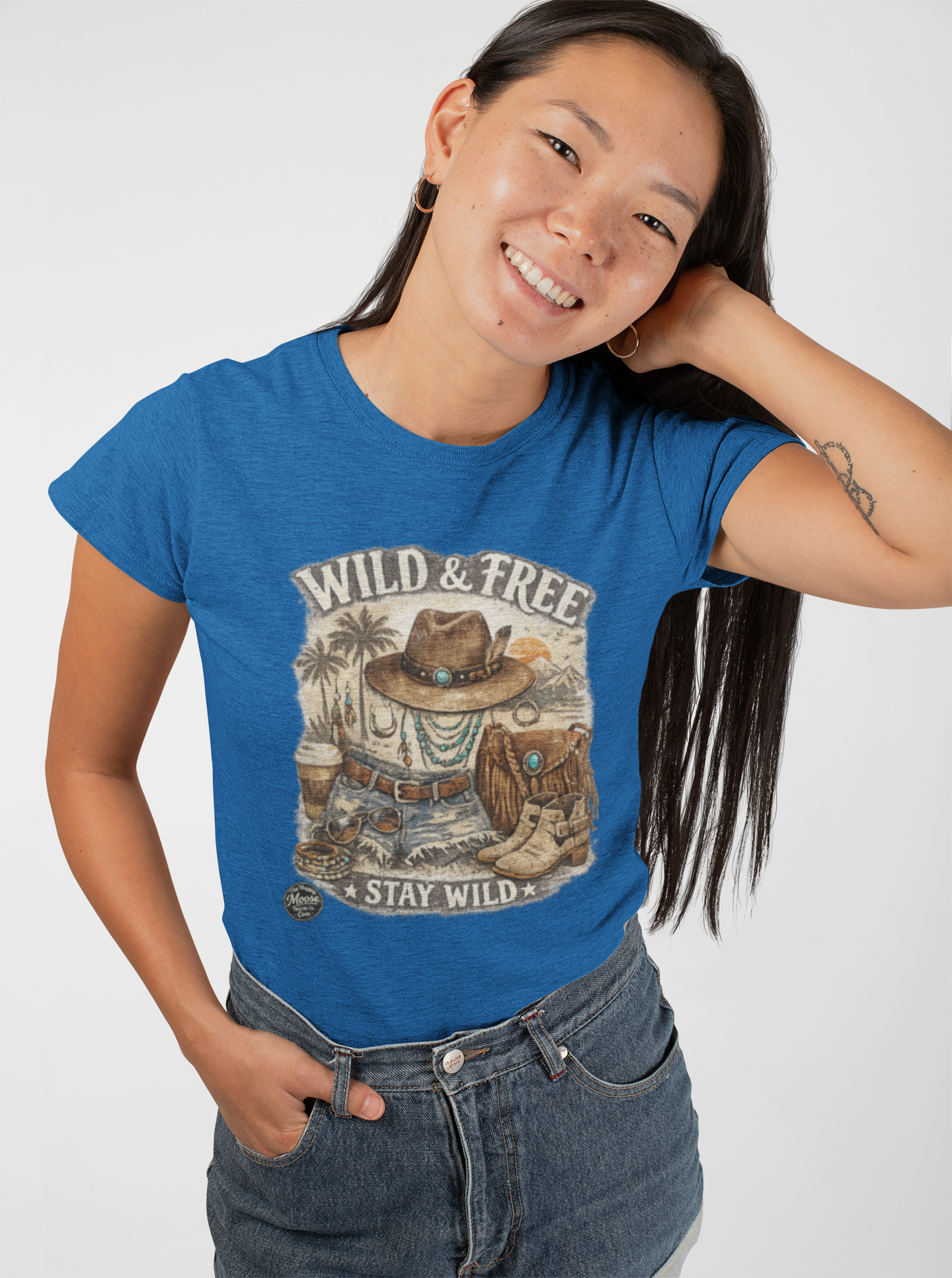 Wild & Free Western Graphic Tee — "Stay Wild" Cowboy Boho Women's Shirt