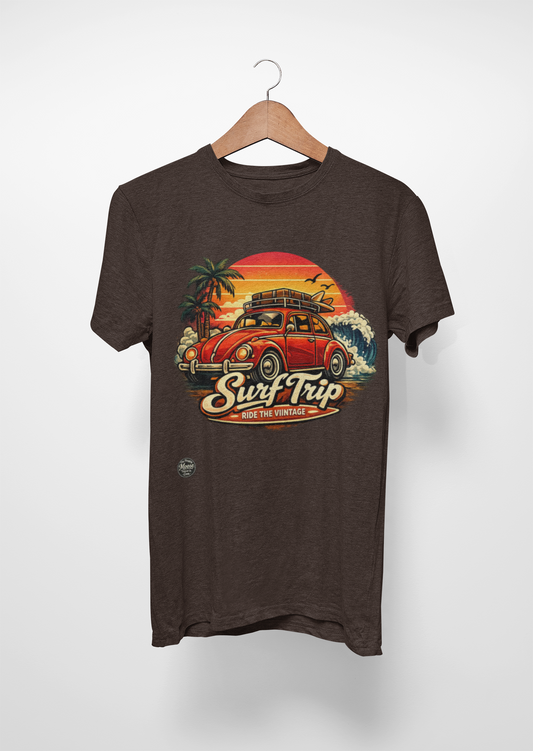 Vintage Surf Trip Tee — Surf Car Sunset Beach Graphic T-Shirt #VS001