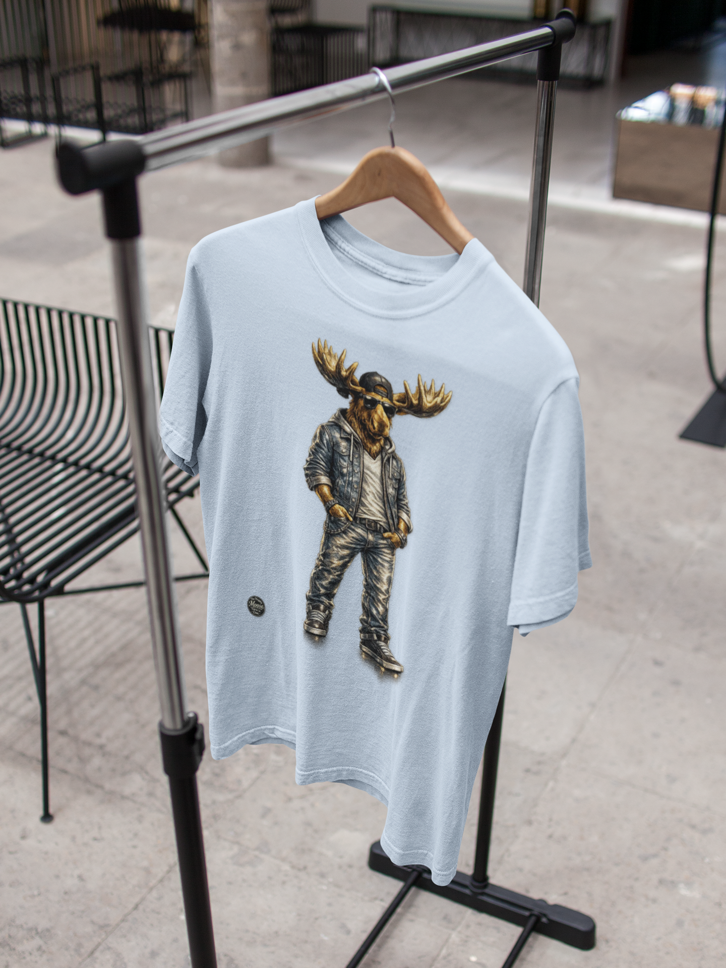 Rustic Urban Moose Graphic Tee — Outdoorsy Moose Illustration T-Shirt