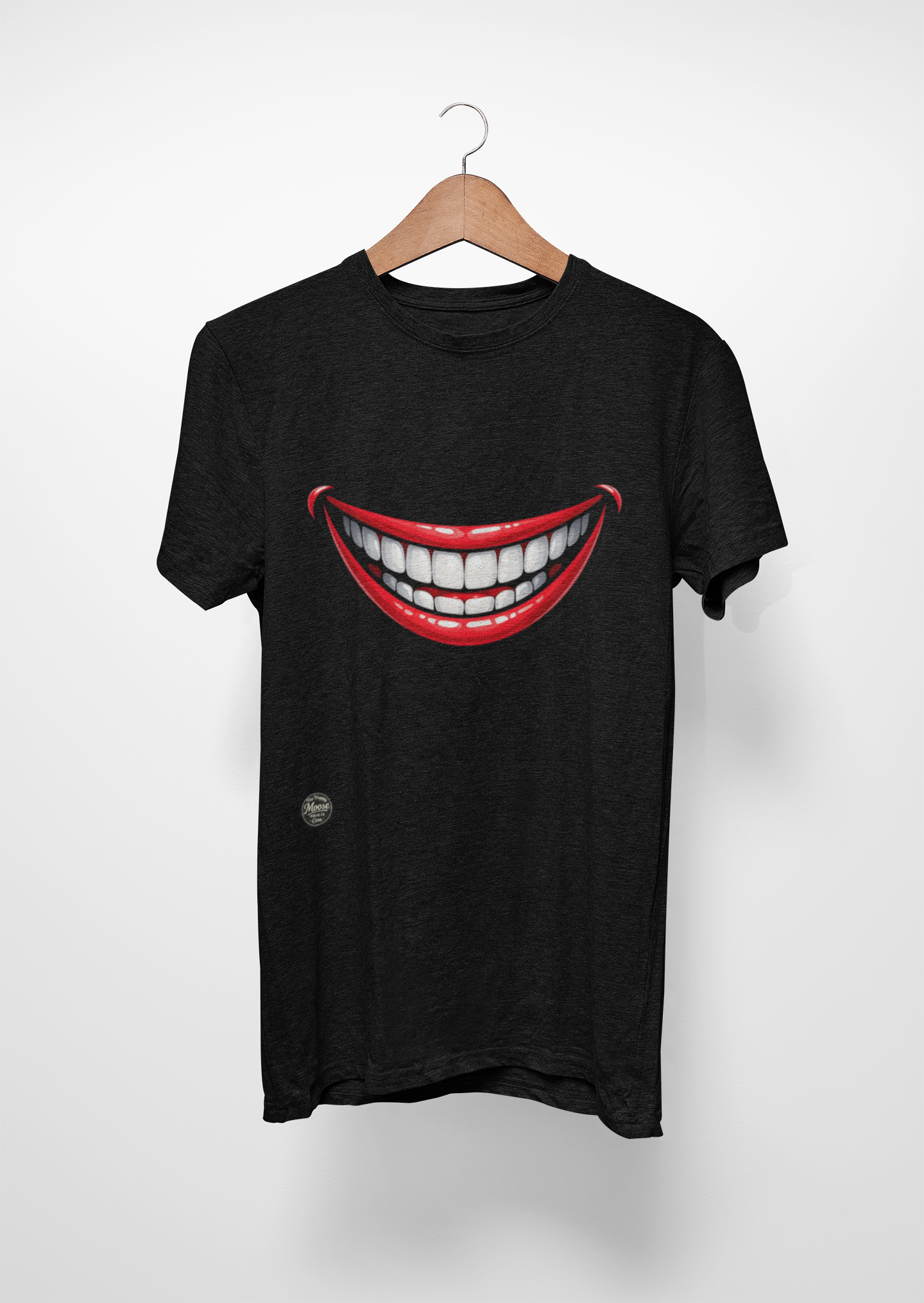 Smiling Joker Mouth Tee — Funny Red Grin Graphic T-Shirt