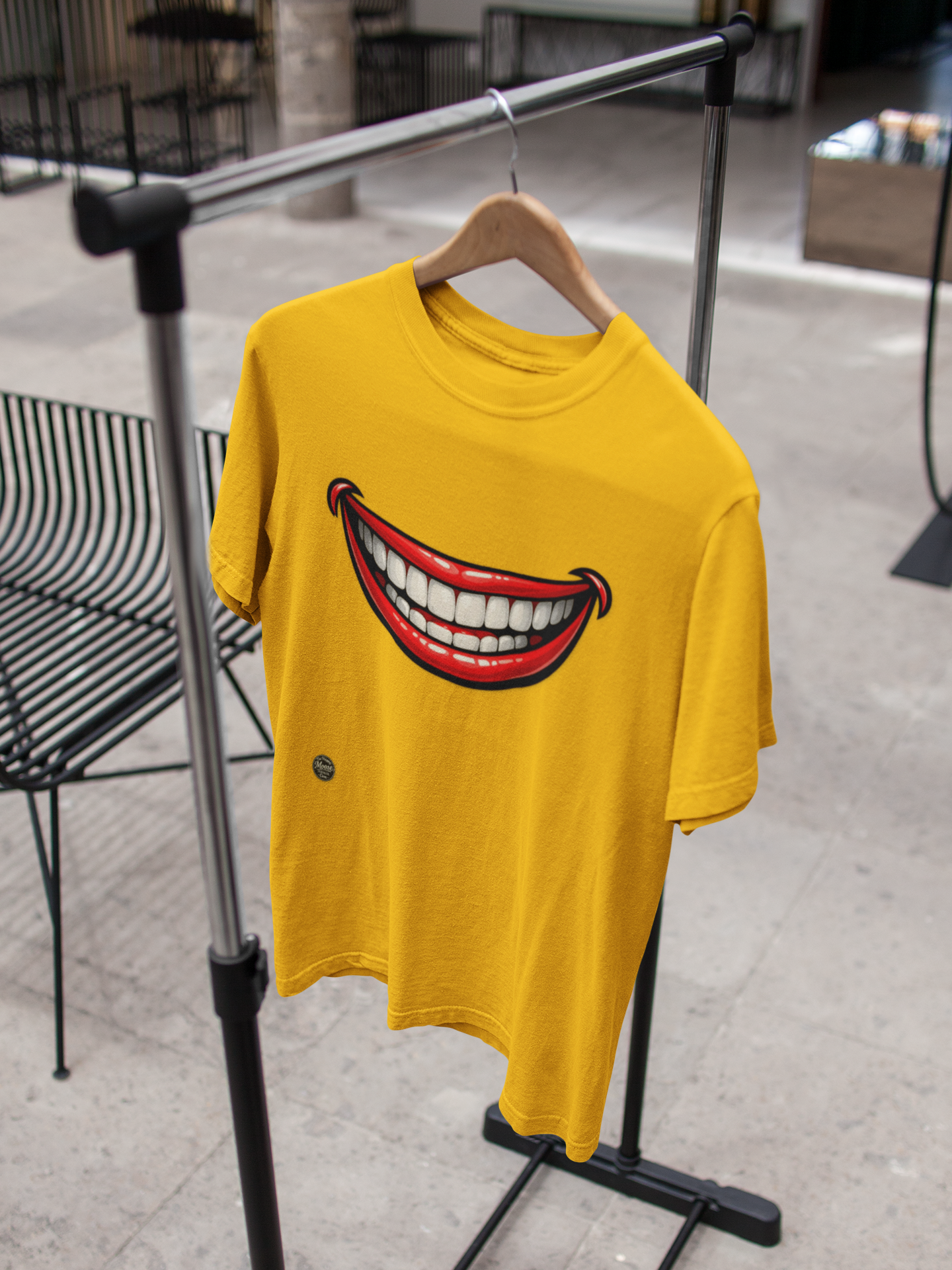 Smiling Joker Mouth Tee — Funny Red Grin Graphic T-Shirt