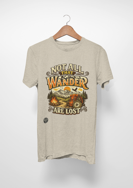 Wander Camper T‑Shirt — "Not All That Wander Are Lost" Adventure Tee