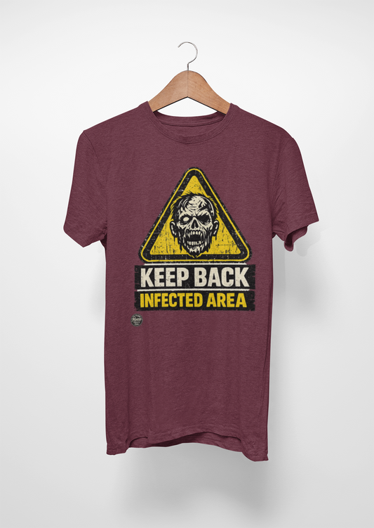 Zombie Warning Tee — "Keep Back Infected Area" Graphic T-Shirt