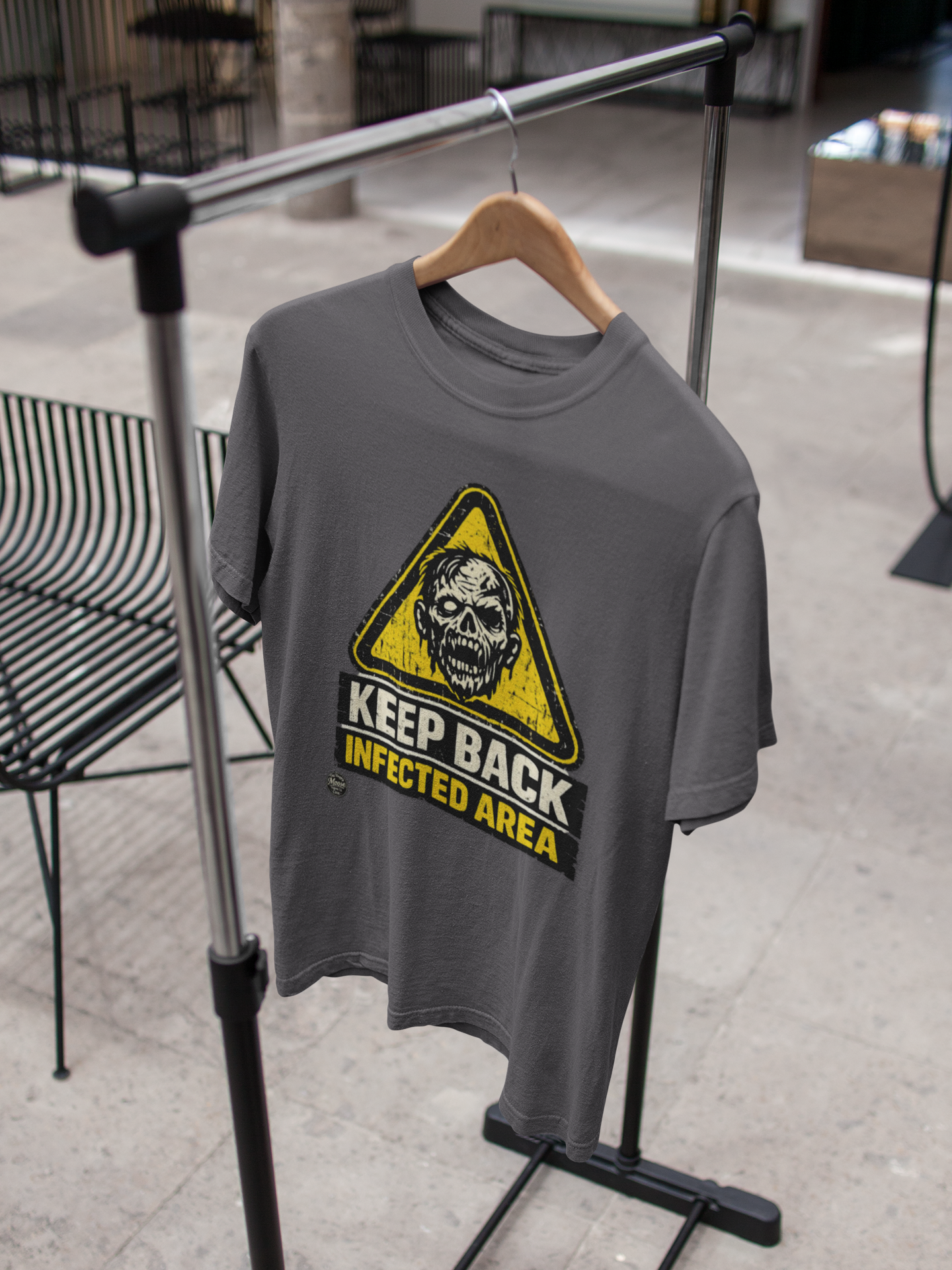 Zombie Warning Tee — "Keep Back Infected Area" Graphic T-Shirt