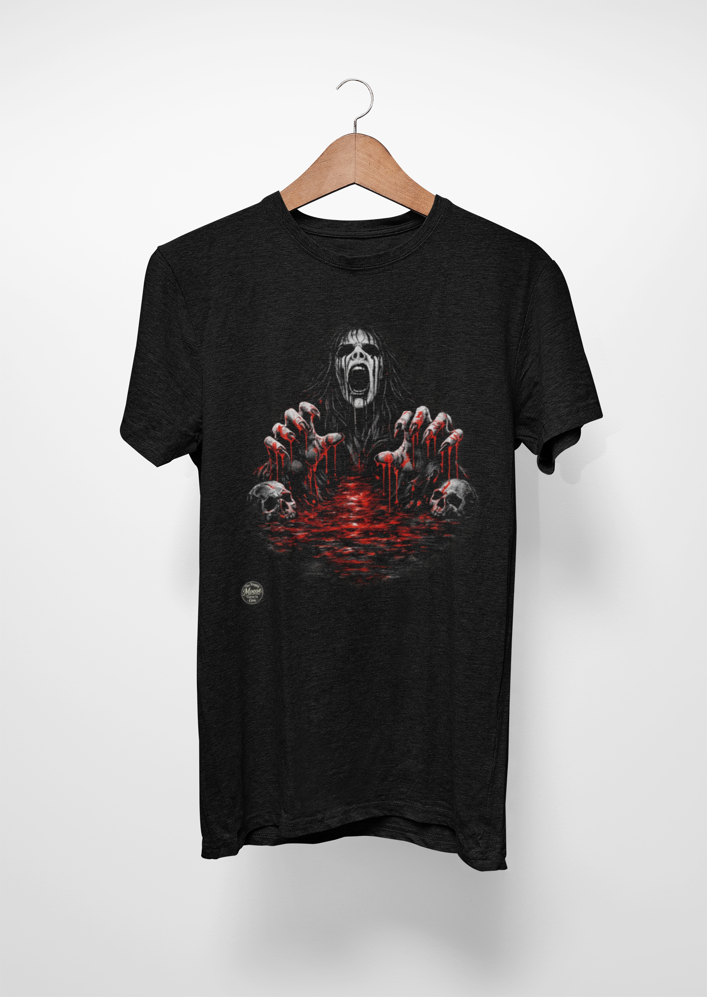 T-Shirt — Horror Scream Design with Red Blood Pool (Gothic Horror Tee)  EZ002