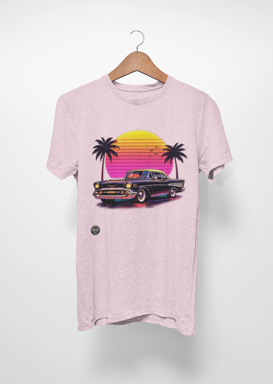 Retro Sunset Classic Car T‑Shirt  EC011