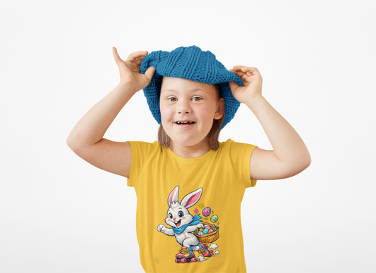 Kids Easter Bunny T-Shirt — Bunny with Easter Eggs Basket