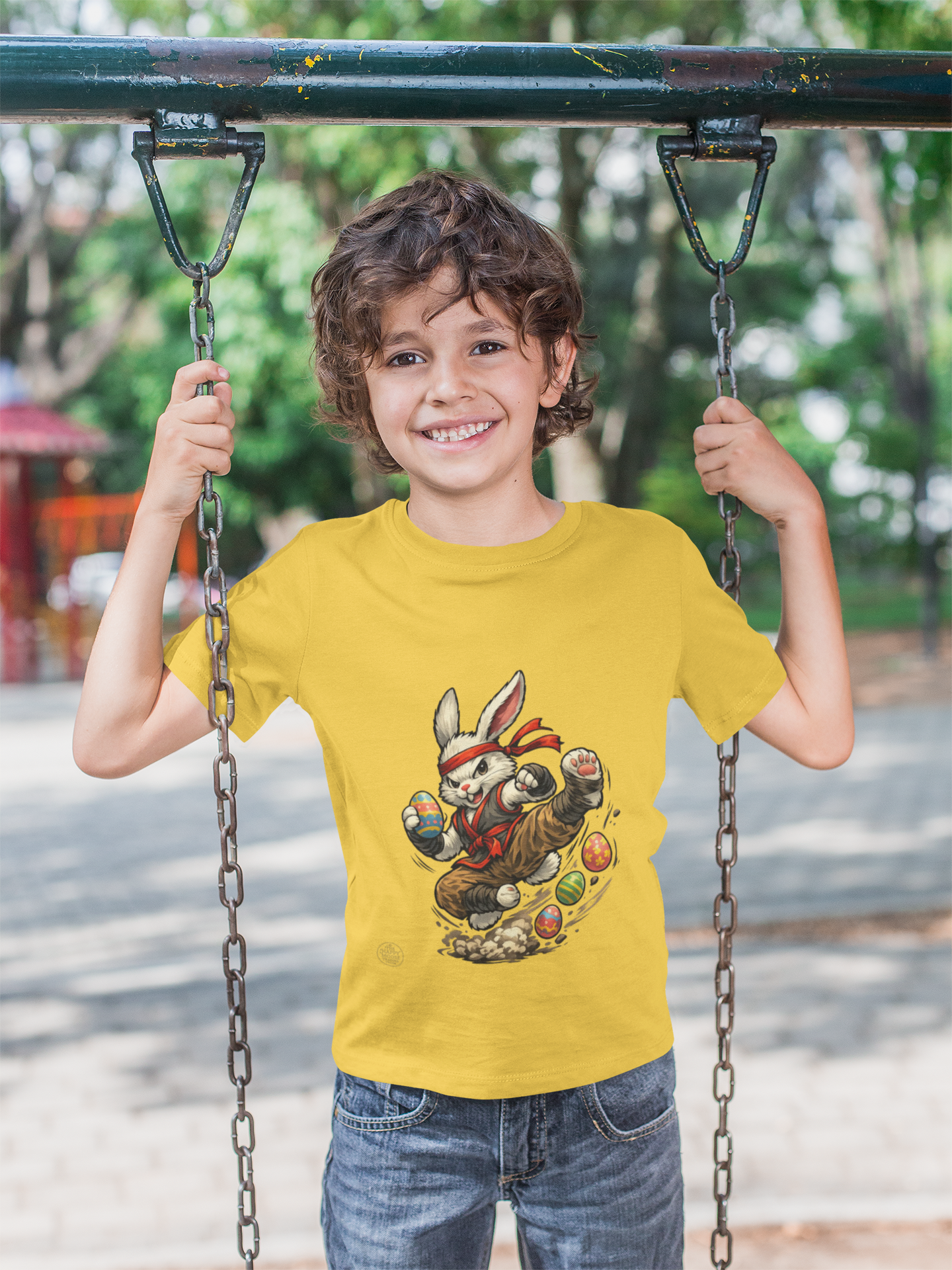 Kids Tee — Playful Easter Bunny with Colorful Eggs