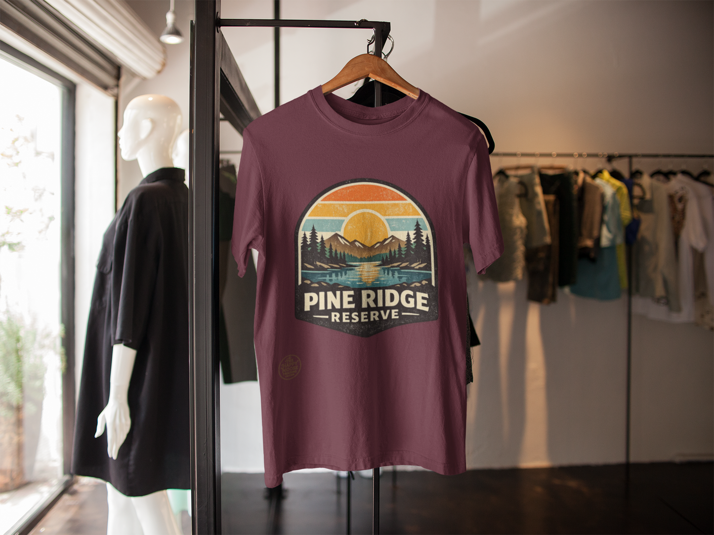 Pine Ridge Reserve TShirt — Vintage Sunset Mountain Camping T-Shirt