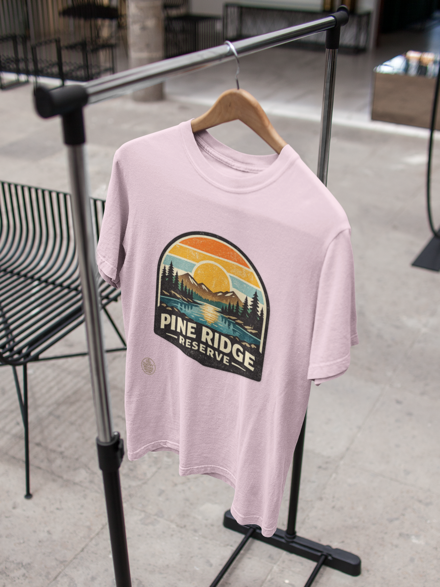 Pine Ridge Reserve TShirt — Vintage Sunset Mountain Camping T-Shirt