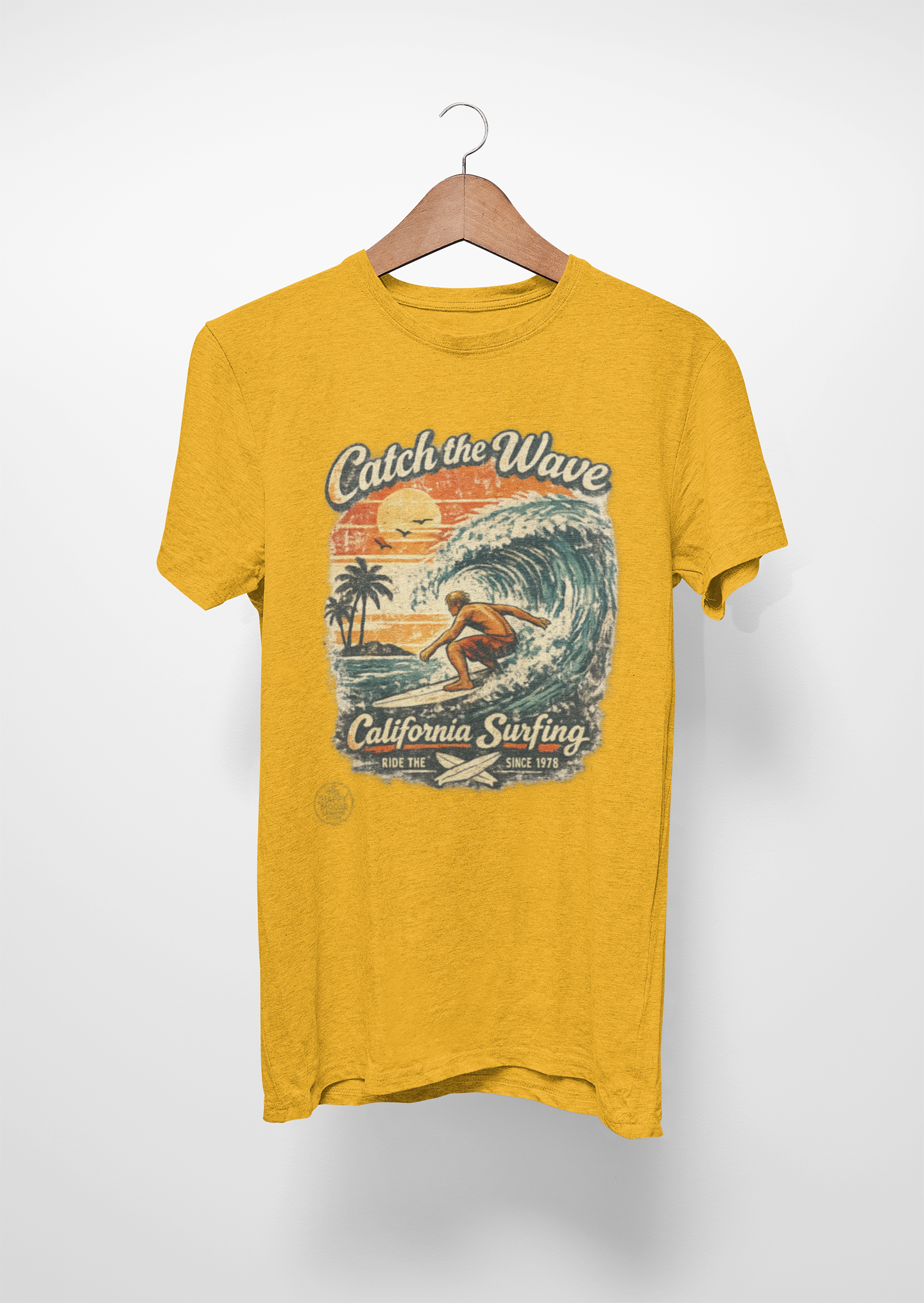 Catch the Wave California Surfing T-Shirt — Retro Beach Surf Tee