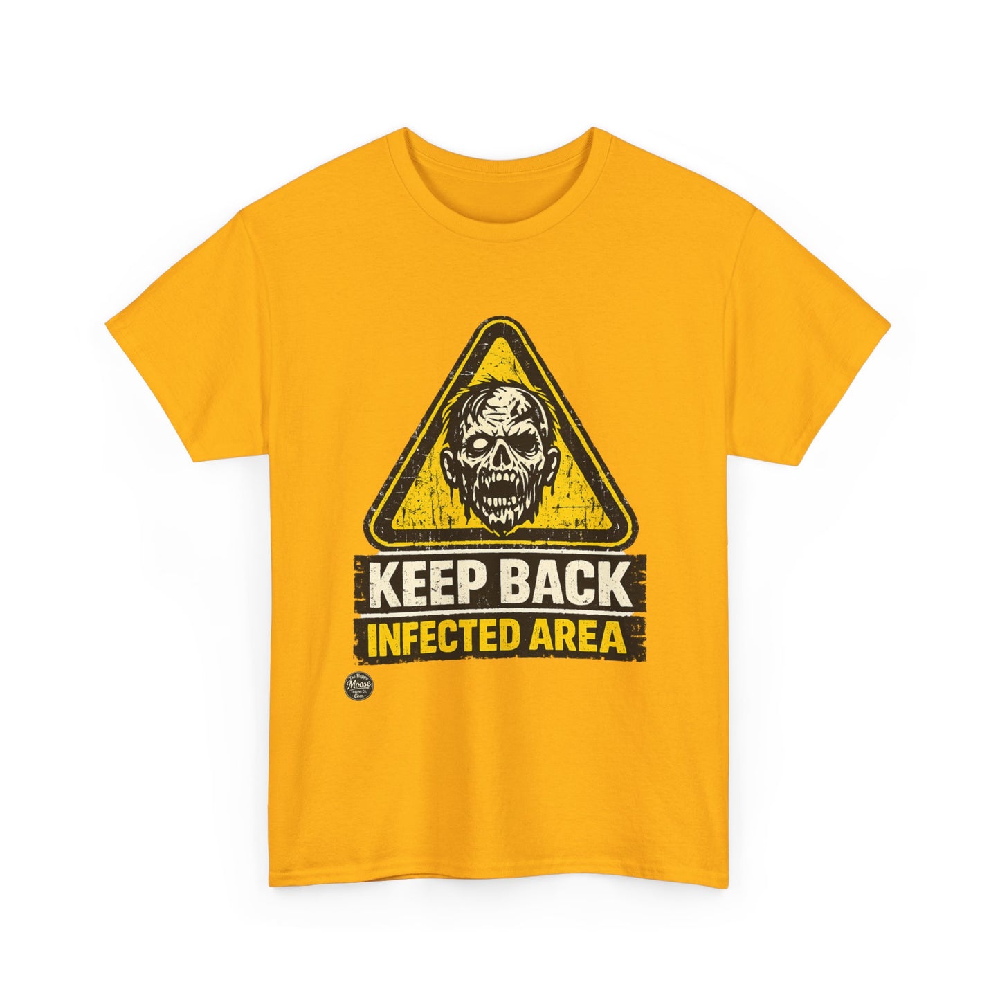 Zombie Warning Tee — "Keep Back Infected Area" Graphic T-Shirt