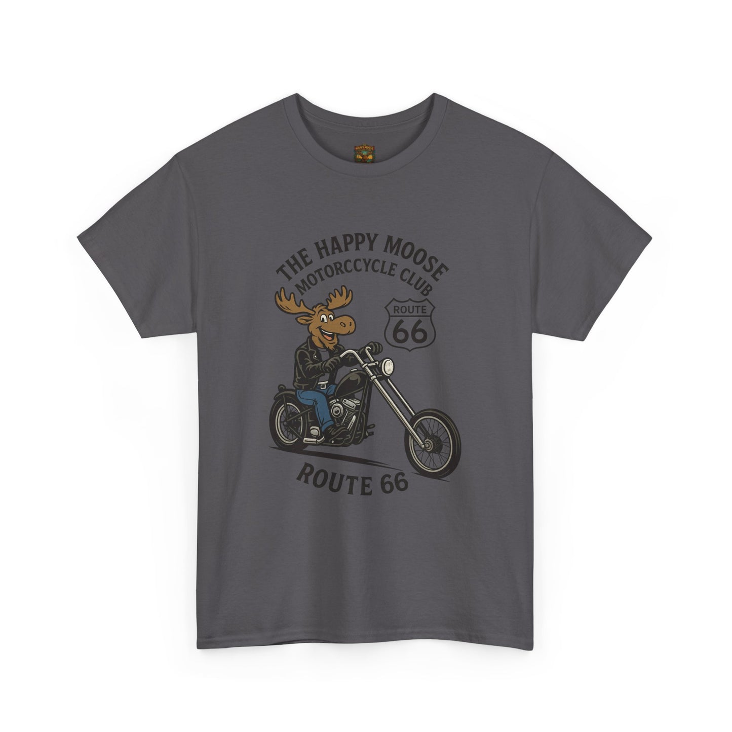 Happy Moose Motorcycle Club Route 66 T-Shirt | Moose Biker Tee