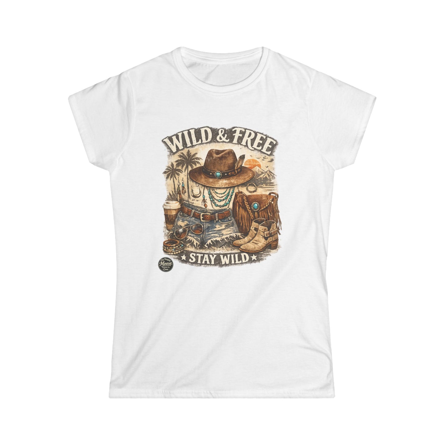 Wild & Free Western Graphic Tee — "Stay Wild" Cowboy Boho Women's Shirt