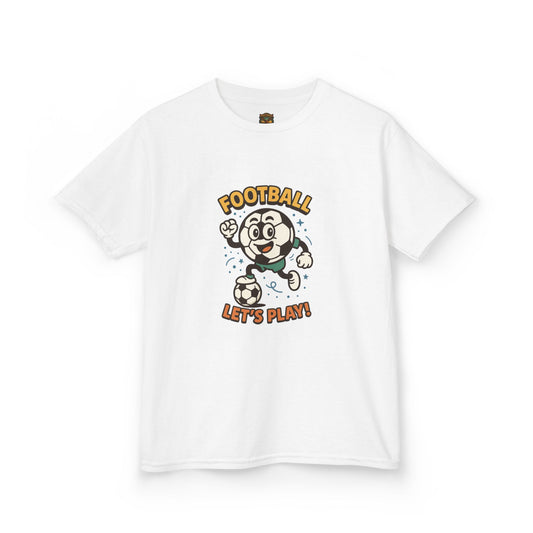 Kids Football Tee — "Football Let's Play" Retro Cartoon Soccer Shirt