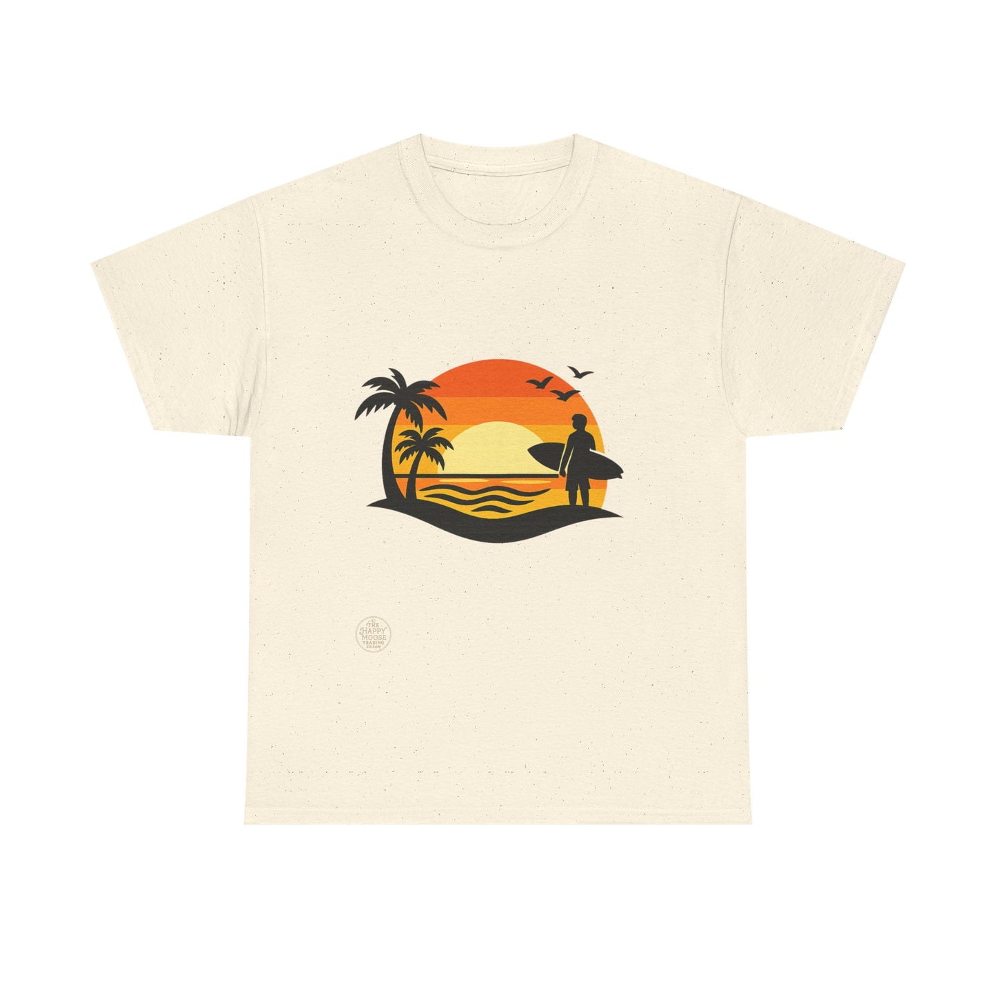 Surf Sunset T-Shirt — Retro Palm Tree Beach Tee