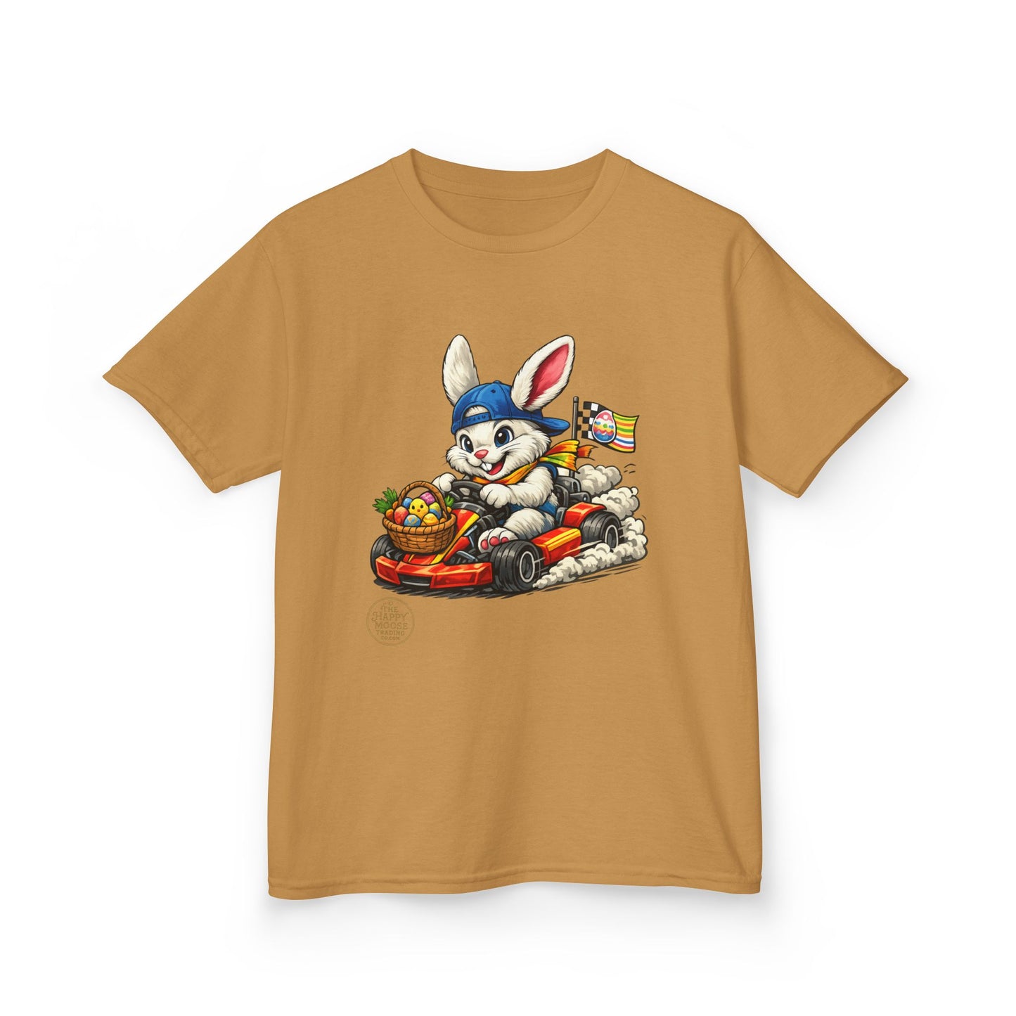 Kids Bunny Go-Kart Tee – Easter Bunny Racing with Candy Basket