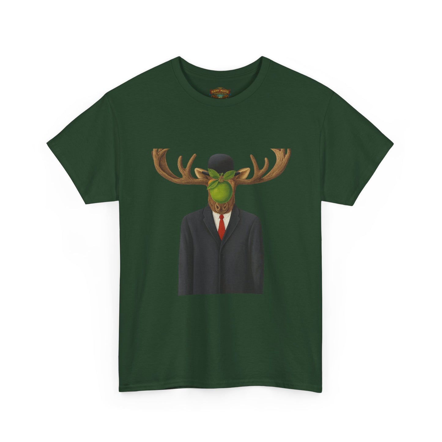 Surreal Moose Head Suit T‑Shirt — 'Man with Antlers' Artistic Graphic Tee