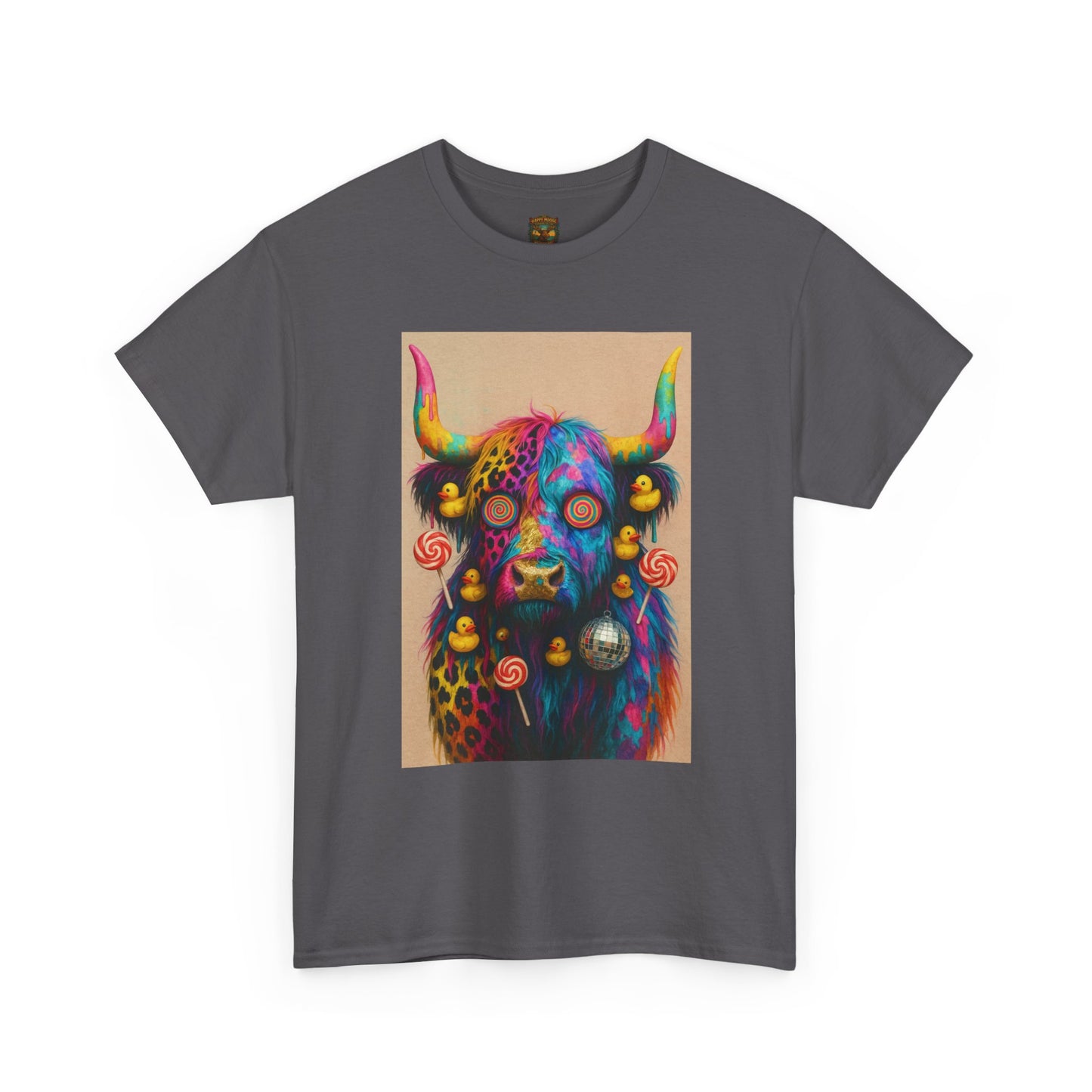 Psychedelic Highland Cow T-Shirt | Retro Rainbow Cow Art 6
