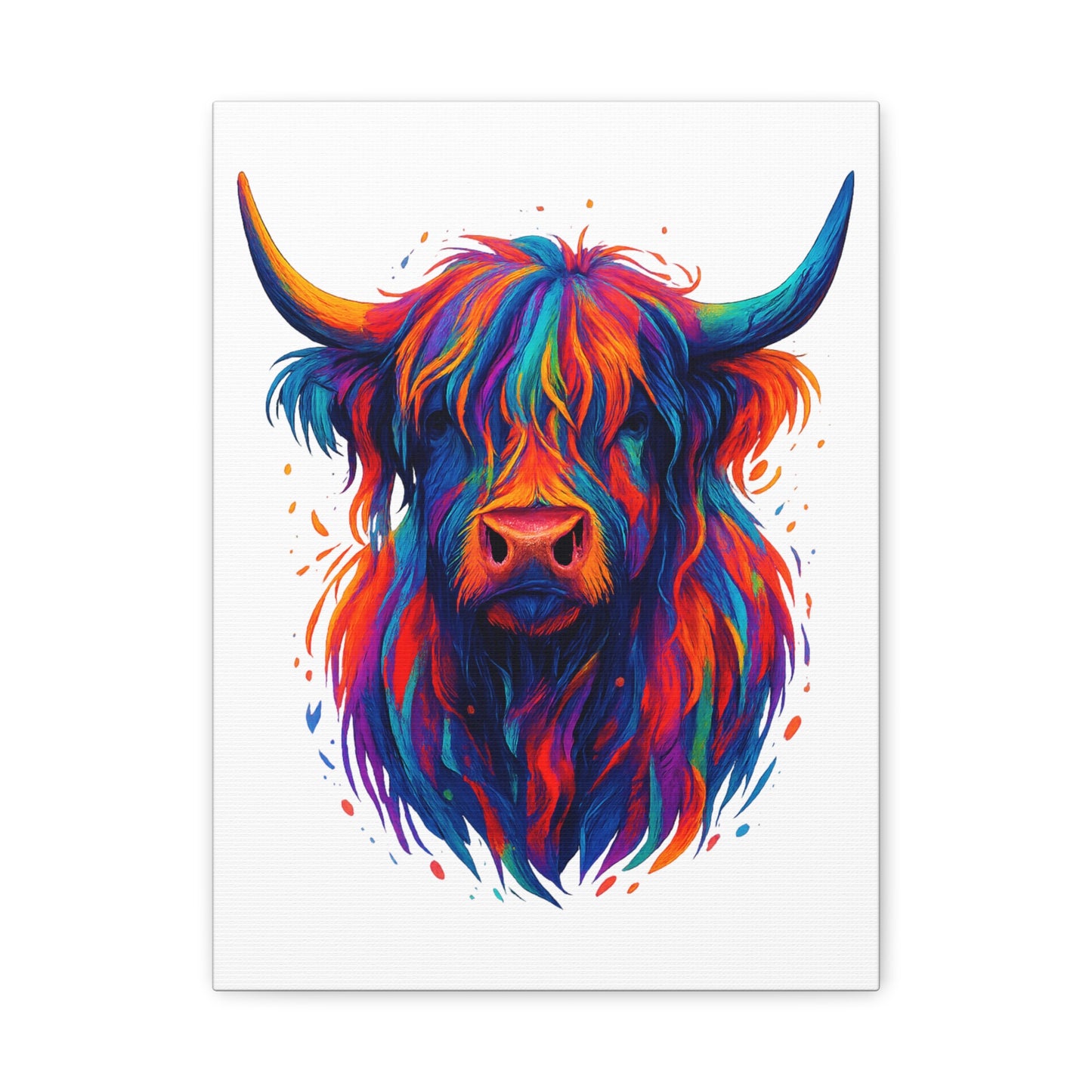 Colorful Highland Cow Canvas Print — Vibrant Animal Wall Art