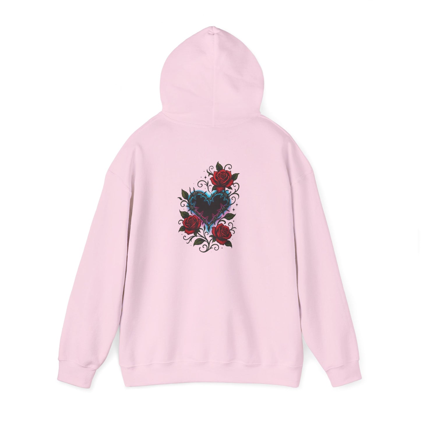 Rose Heart Tattoo Hoodie — Gothic Floral Heart Back Print
