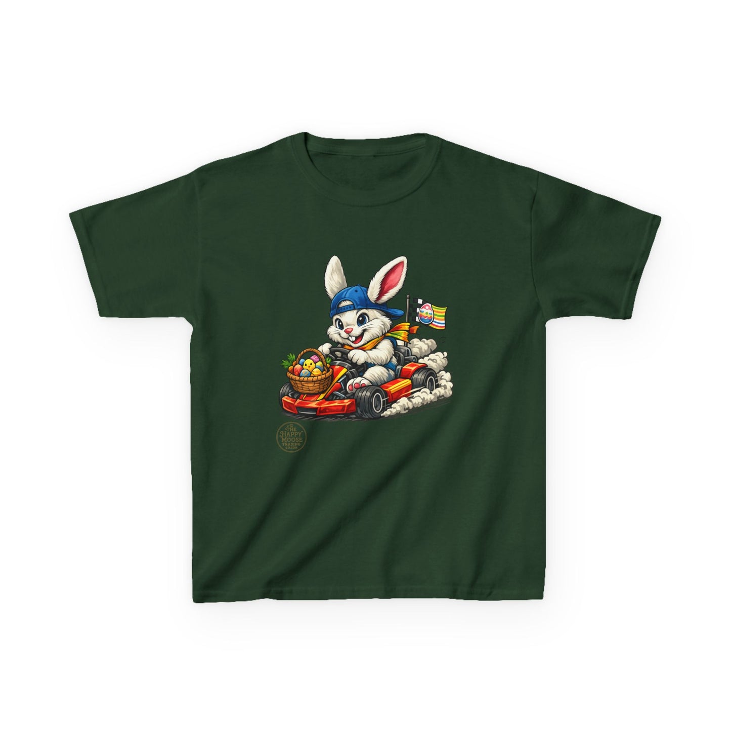 Kids Bunny Go-Kart Tee – Easter Bunny Racing with Candy Basket