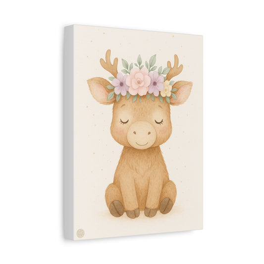Woodland Baby Deer Canvas Print — Cute Nursery Wall Art