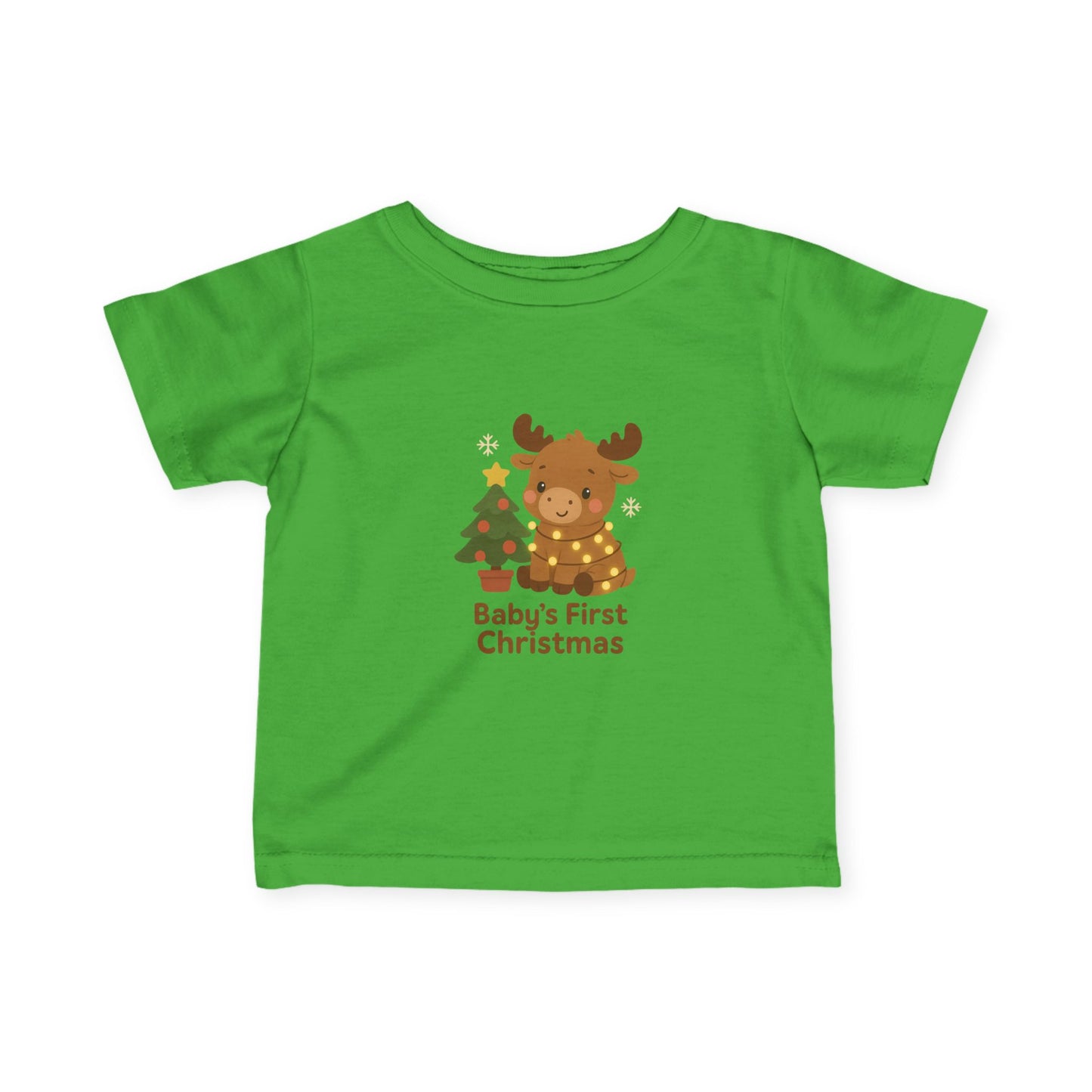 Baby's First Christmas Infant Tee — Cute Reindeer & Tree Holiday Shirt