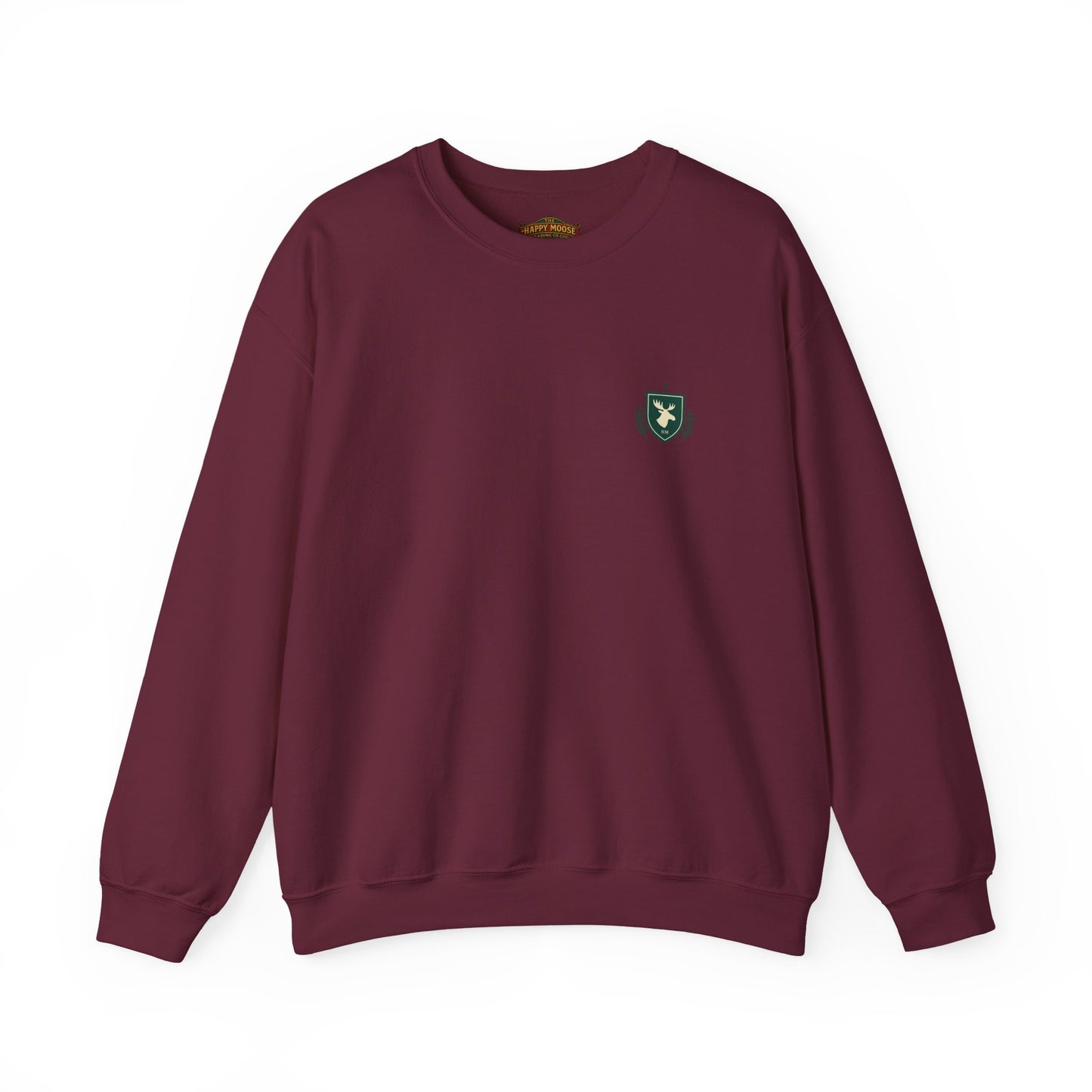 Embroidered Crest Crewneck Sweatshirt — Minimal Vintage Shield Logo