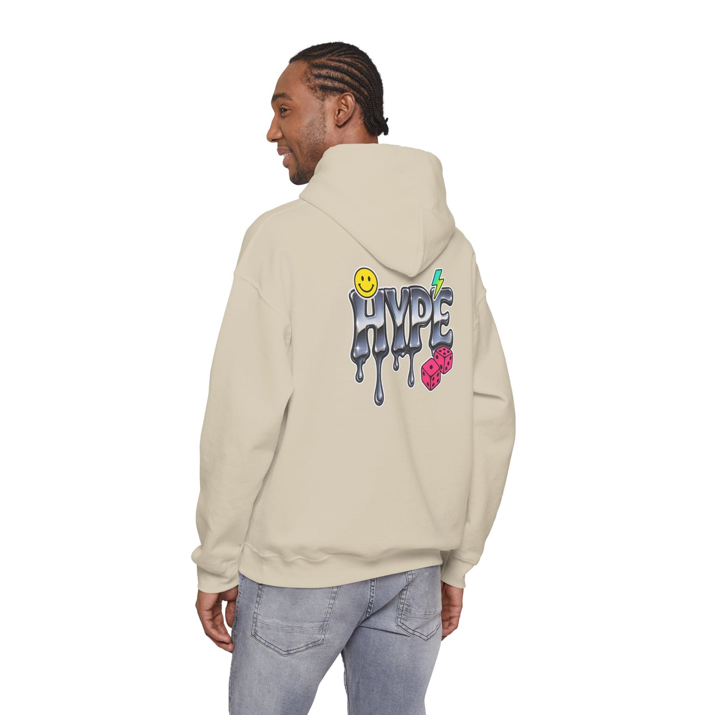 Hype Drip Hoodie — Graphic Streetwear Sweatshirt with Smiley & Dice