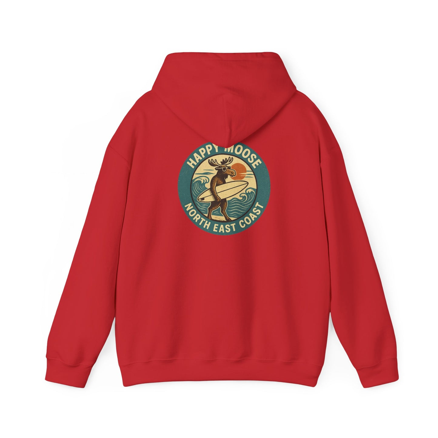 Moose Surf Hoodie – "Happy Moose North East Coast" Retro Surf Graphic