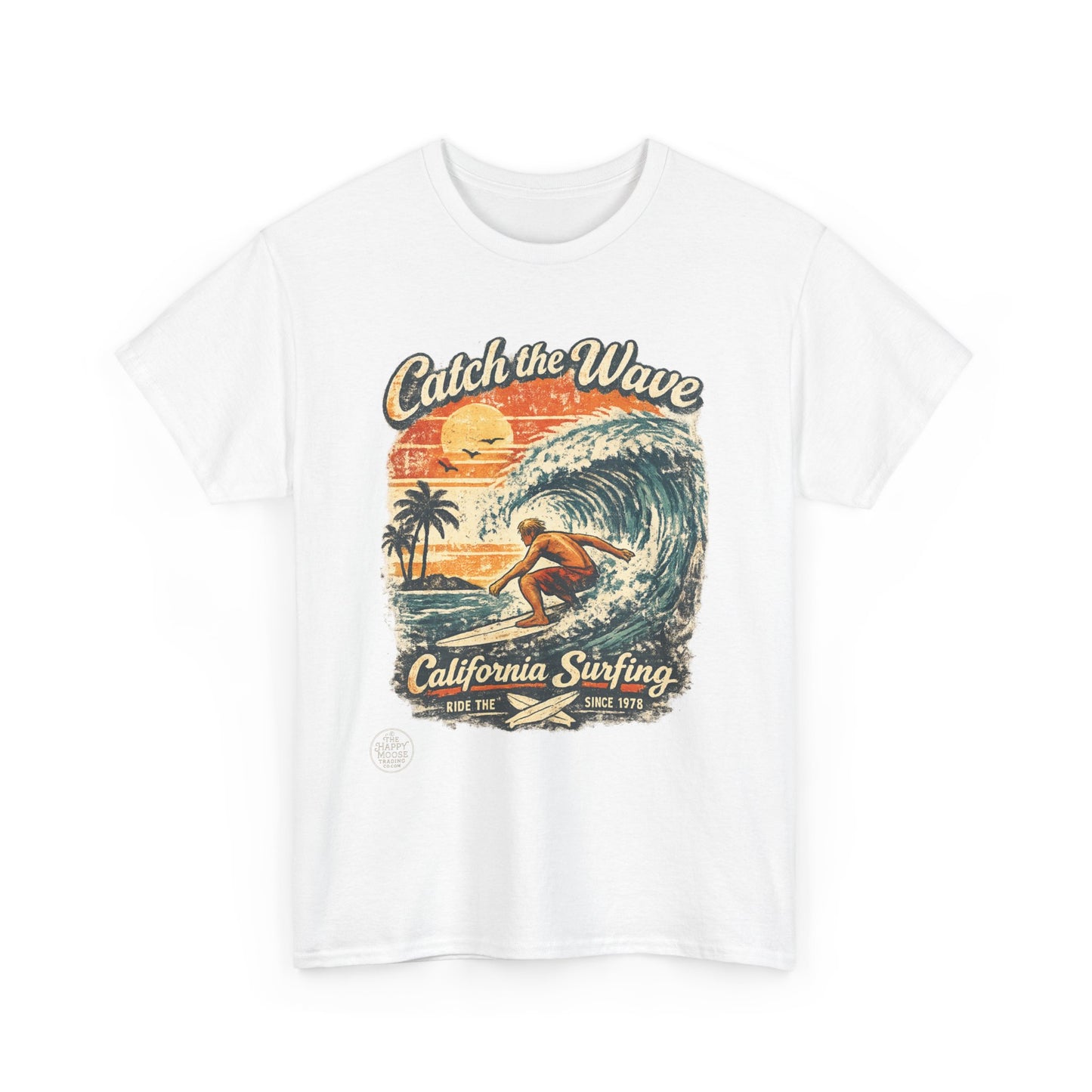 Catch the Wave California Surfing T-Shirt — Retro Beach Surf Tee