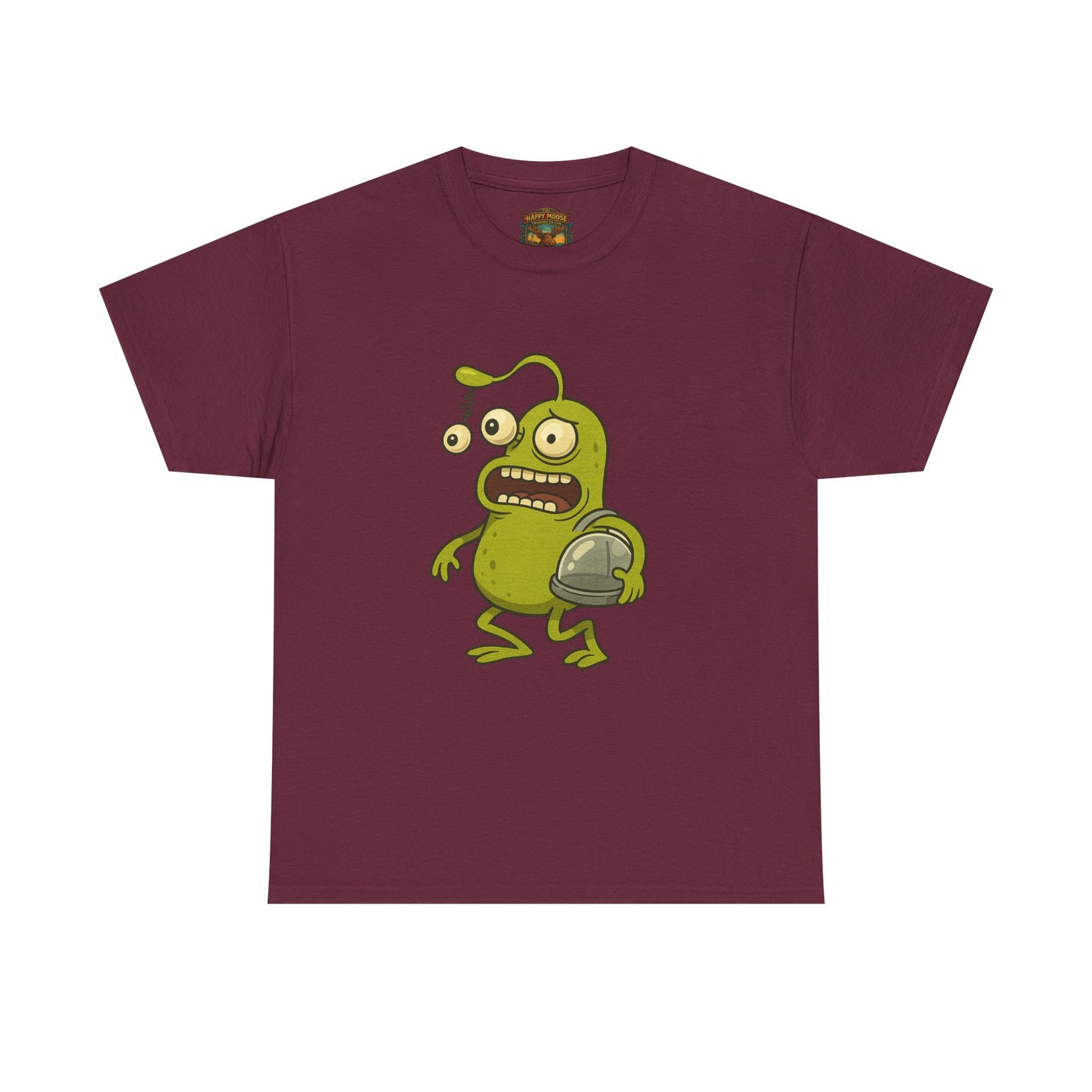 Green Alien Cartoon Tee | Funny Space Monster Illustration B