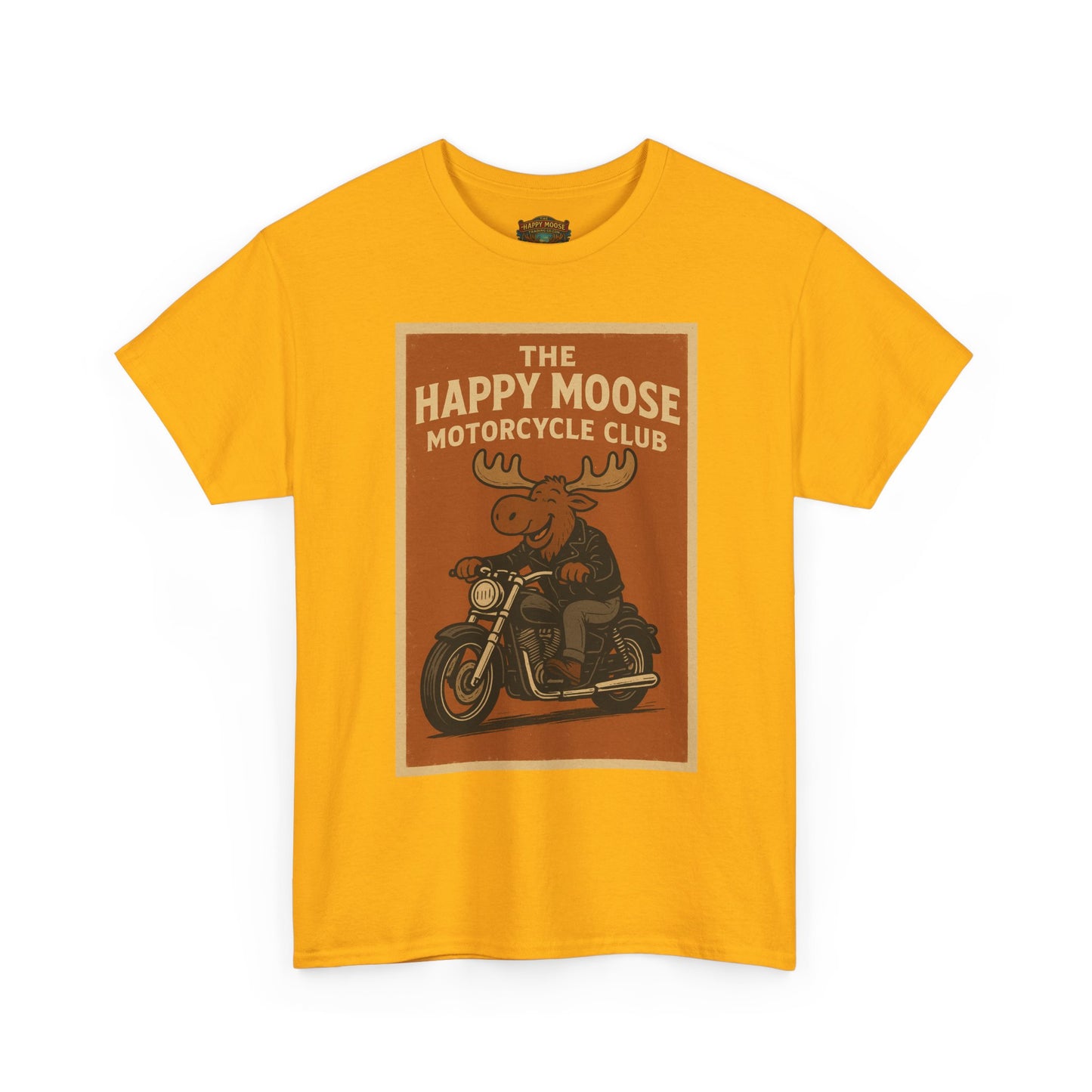 Happy Moose Motorcycle Club T-Shirt | Moose Biker Graphic