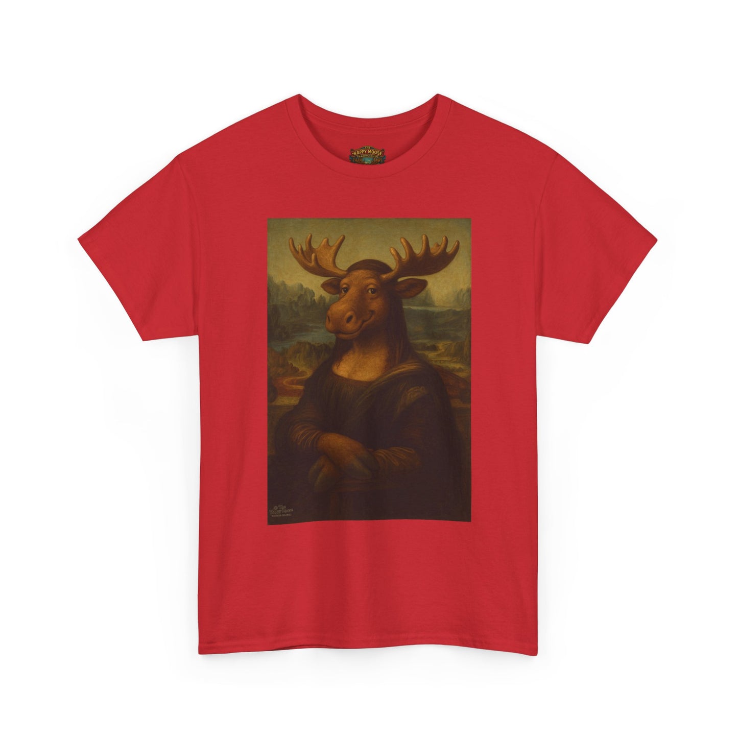 Mona Moose Tee — Funny Renaissance Moose Portrait T‑Shirt