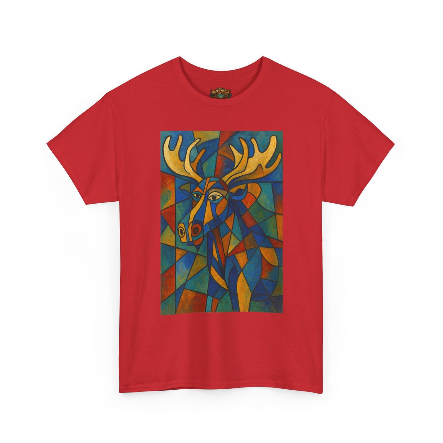 Picasso Moose T‑Shirt — Colorful Geometric Woodland Art Tee