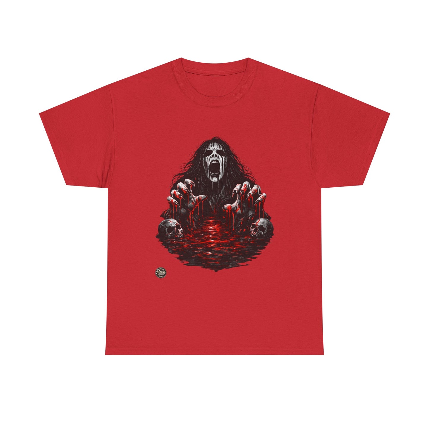 T-Shirt — Horror Scream Design with Red Blood Pool (Gothic Horror Tee)  EZ002