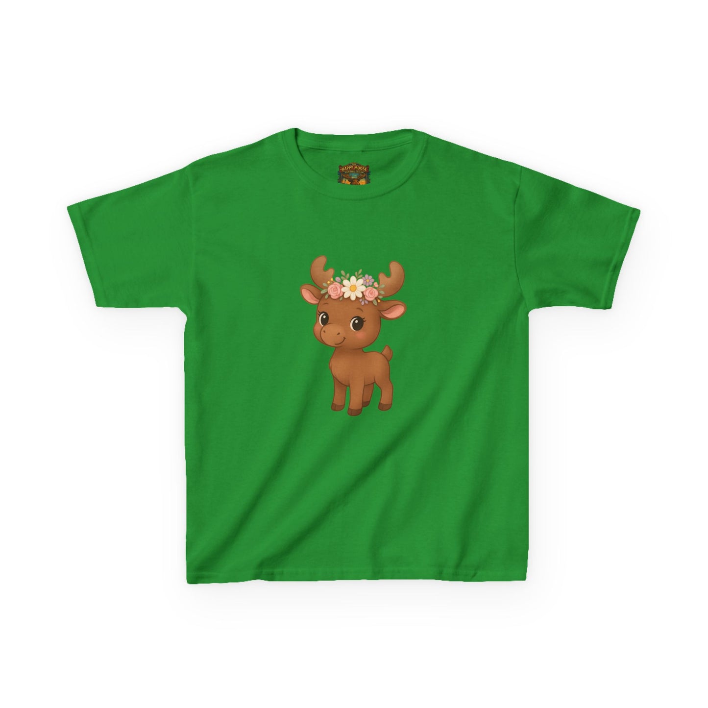 Kids Tee — Cute Floral Crown Baby Moose Graphic