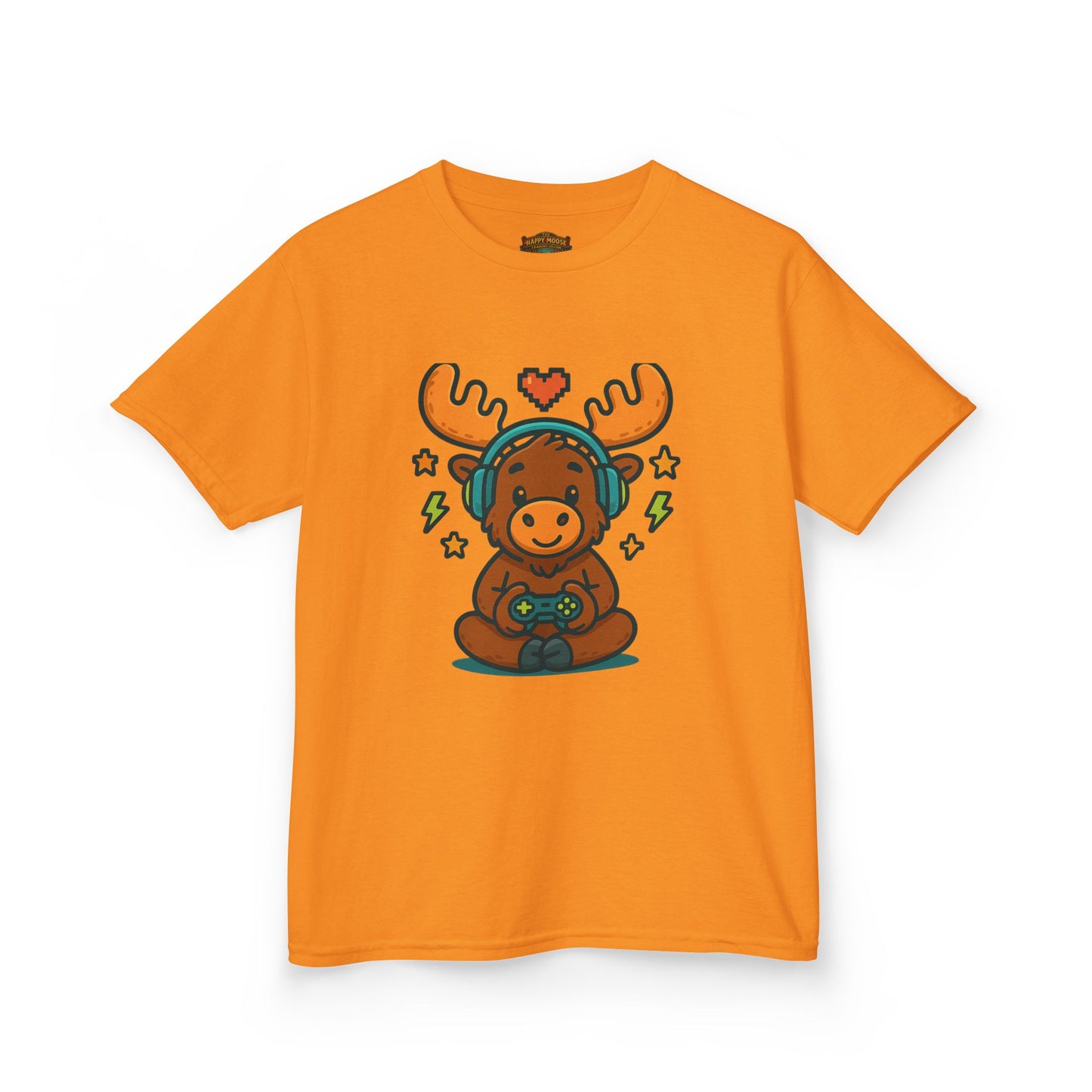 Kids Moose Gamer T‑Shirt — Cute Headset Moose with Controller