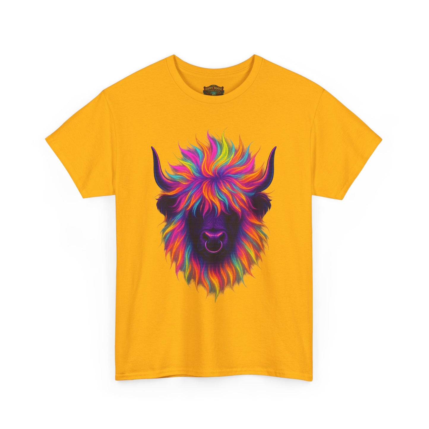 Colorful Highland Cow T-Shirt — Vibrant Rainbow Yak Graphic Tee