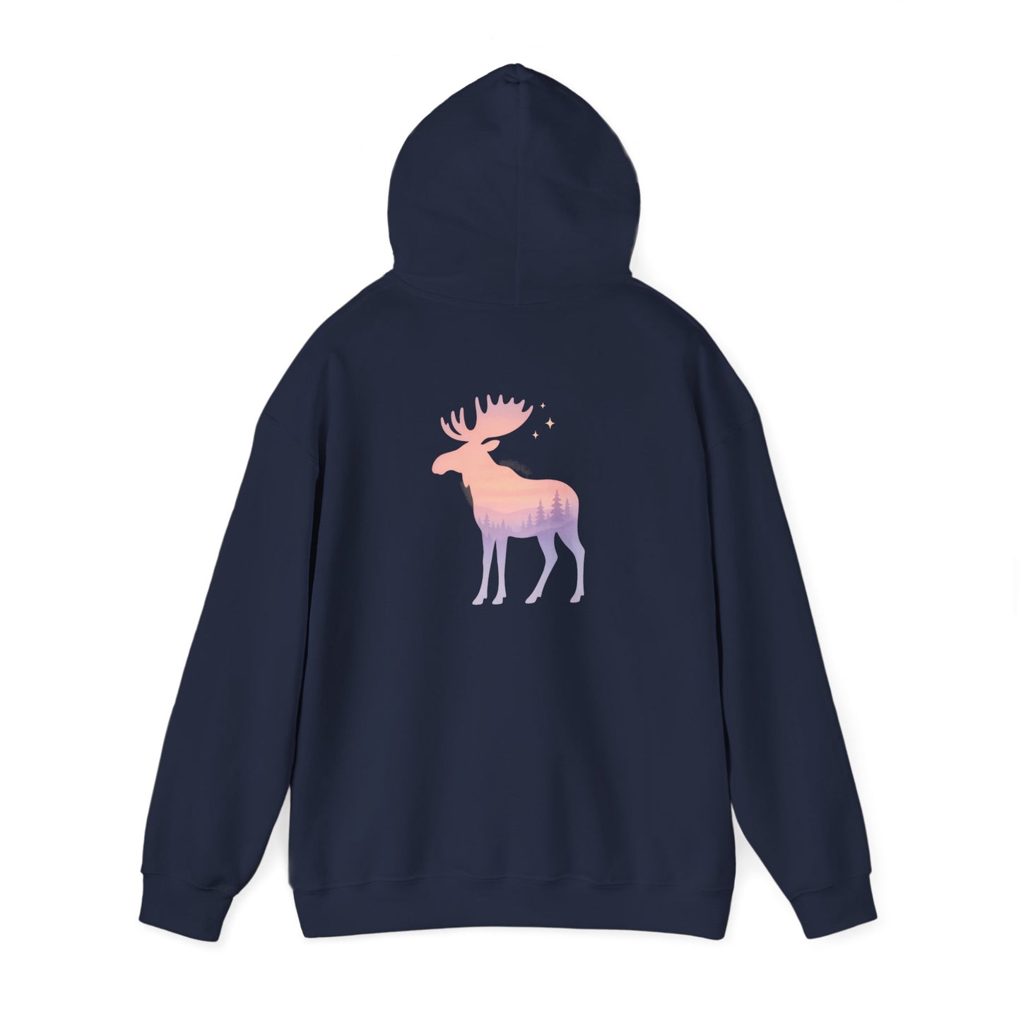 Moose Sunset Hoodie — Pastel Gradient Elk Graphic Pullover