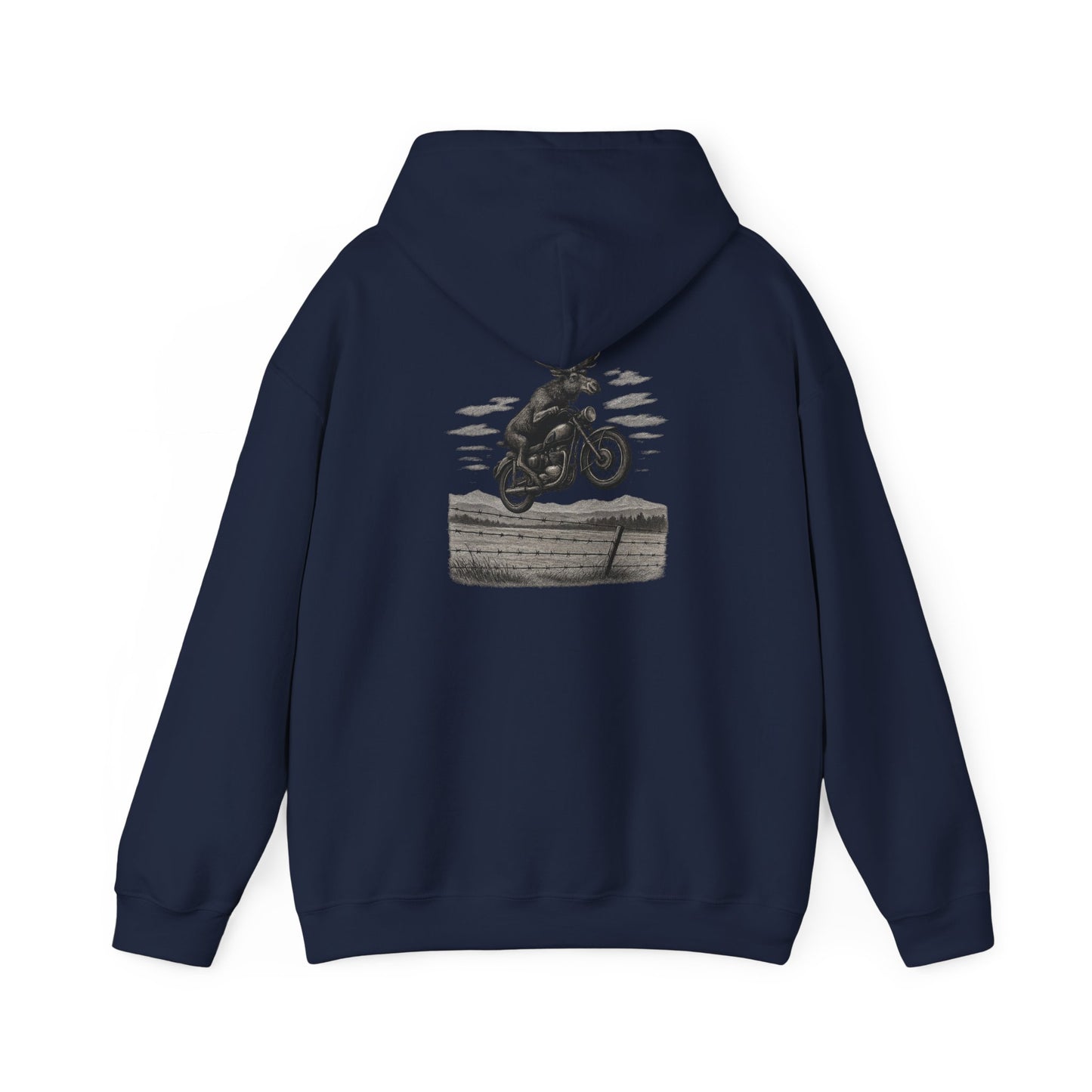 Great Moose Escape Hoodie - Vintage Biker Graphic Sweatshirt
