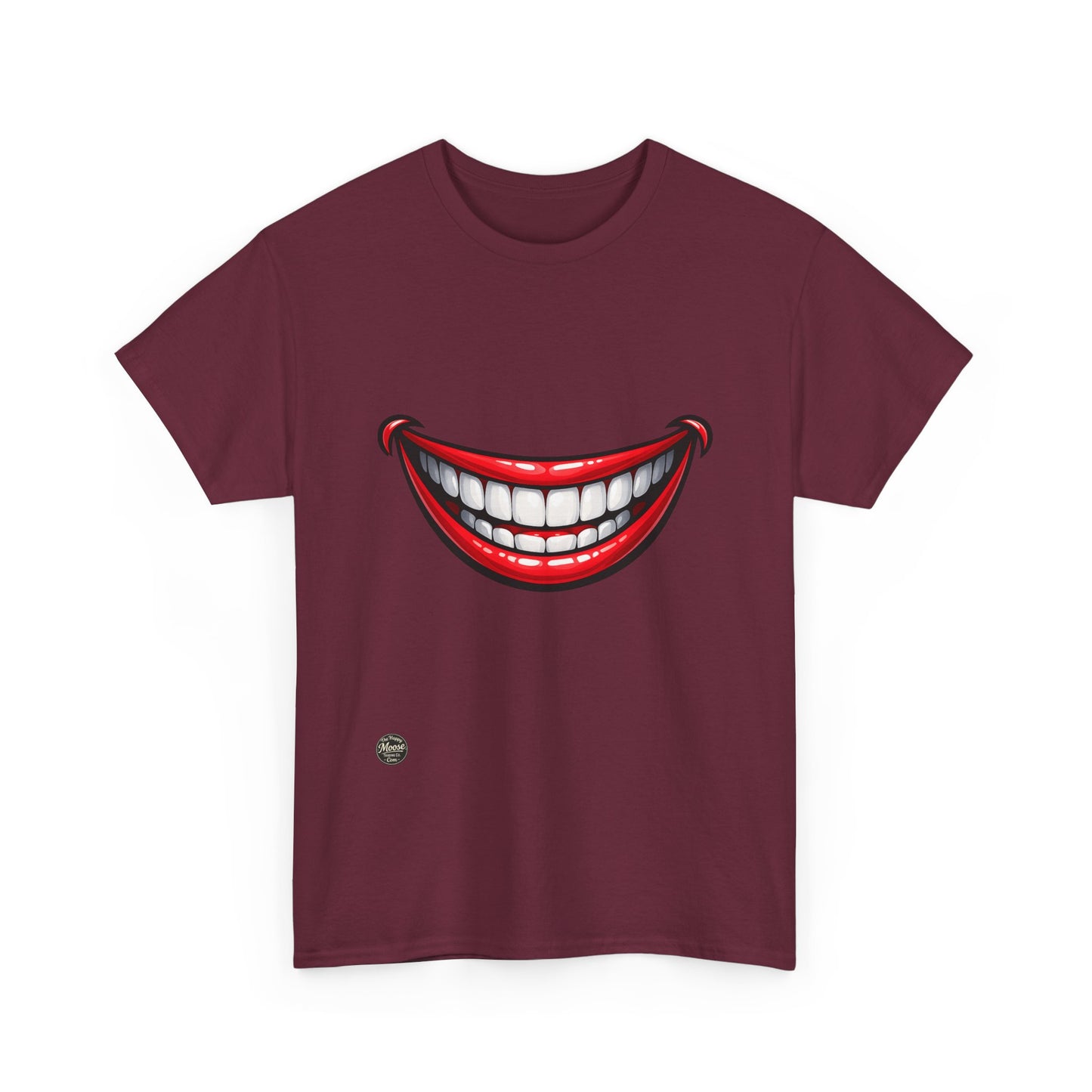 Smiling Joker Mouth Tee — Funny Red Grin Graphic T-Shirt