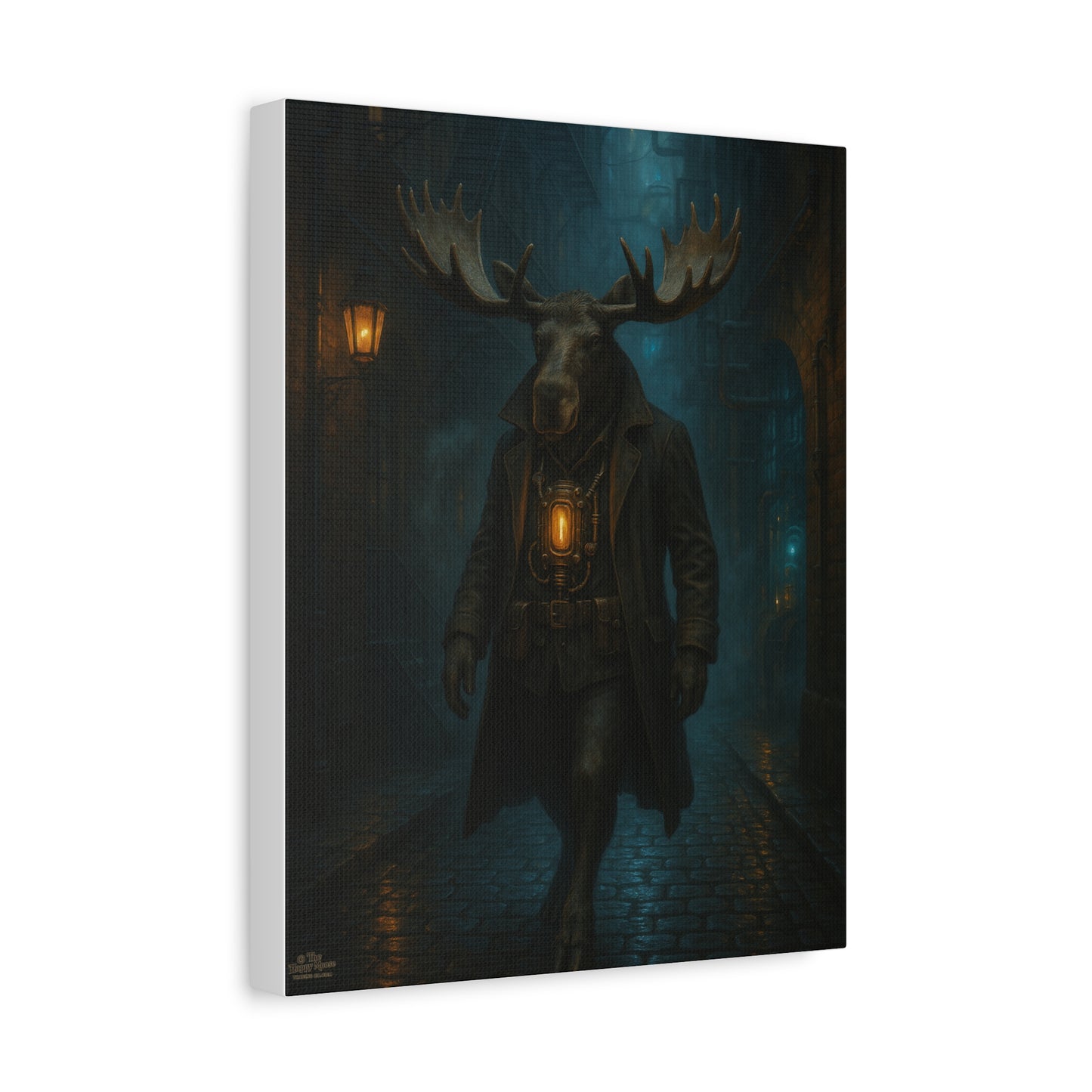 Moose Lantern Matte Canvas Print — Dark Fantasy Wall Art (Stretched)
