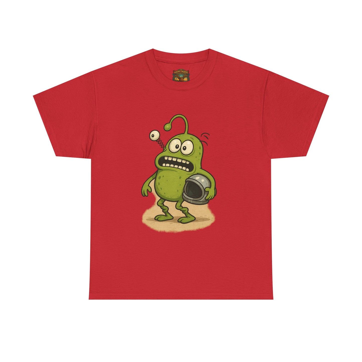 Green Alien Cartoon Tee | Funny Space Monster Illustration