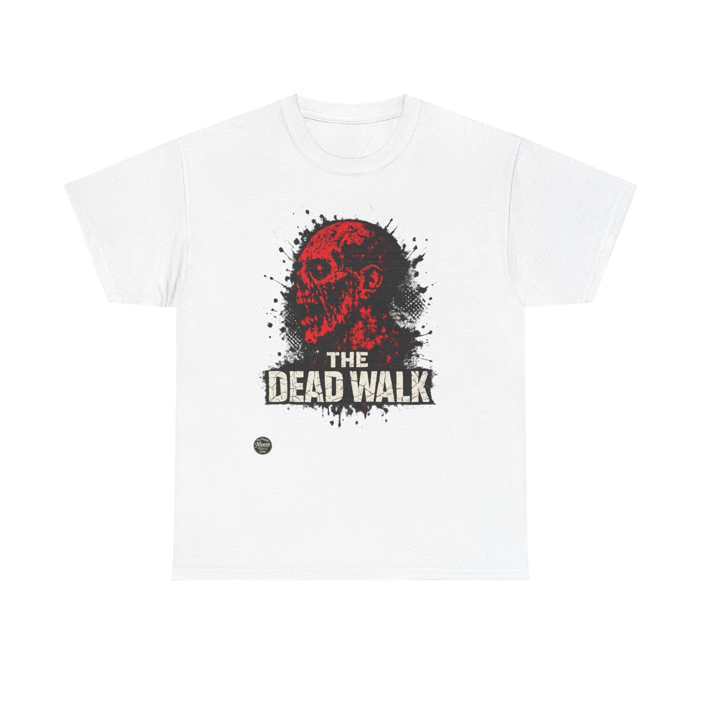 The Dead Walk Horror T-Shirt — Red Zombie Skull Graphic Tee