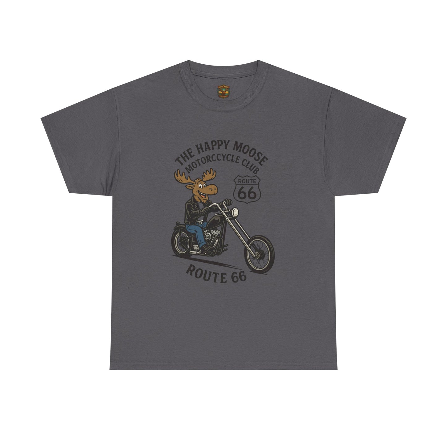 Happy Moose Motorcycle Club Route 66 T-Shirt | Moose Biker Tee