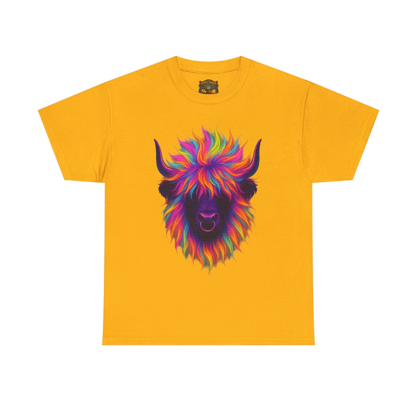 Colorful Highland Cow T-Shirt — Vibrant Rainbow Yak Graphic Tee