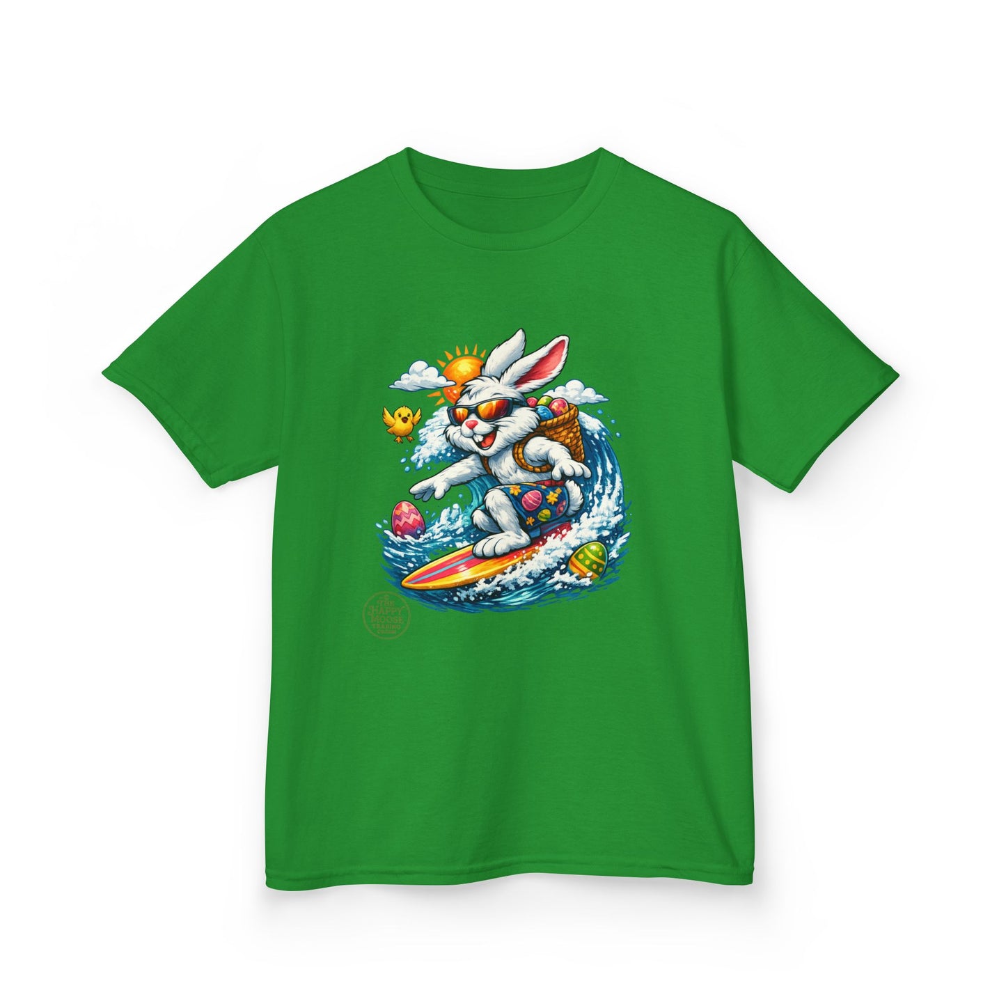 Kids Surfing Easter Bunny T-Shirt — Cute Surfboard Bunny Graphic Tee