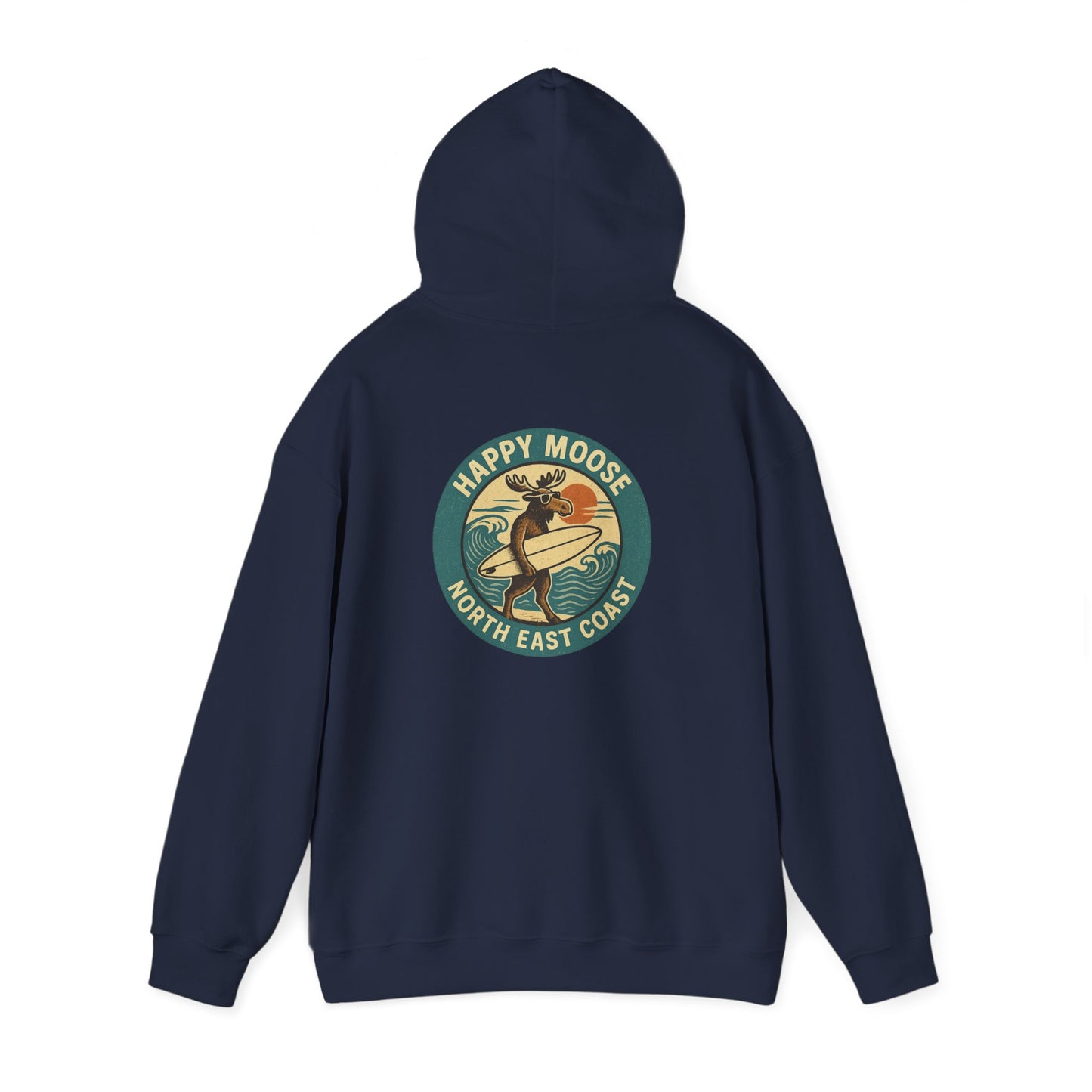 Moose Surf Hoodie – "Happy Moose North East Coast" Retro Surf Graphic
